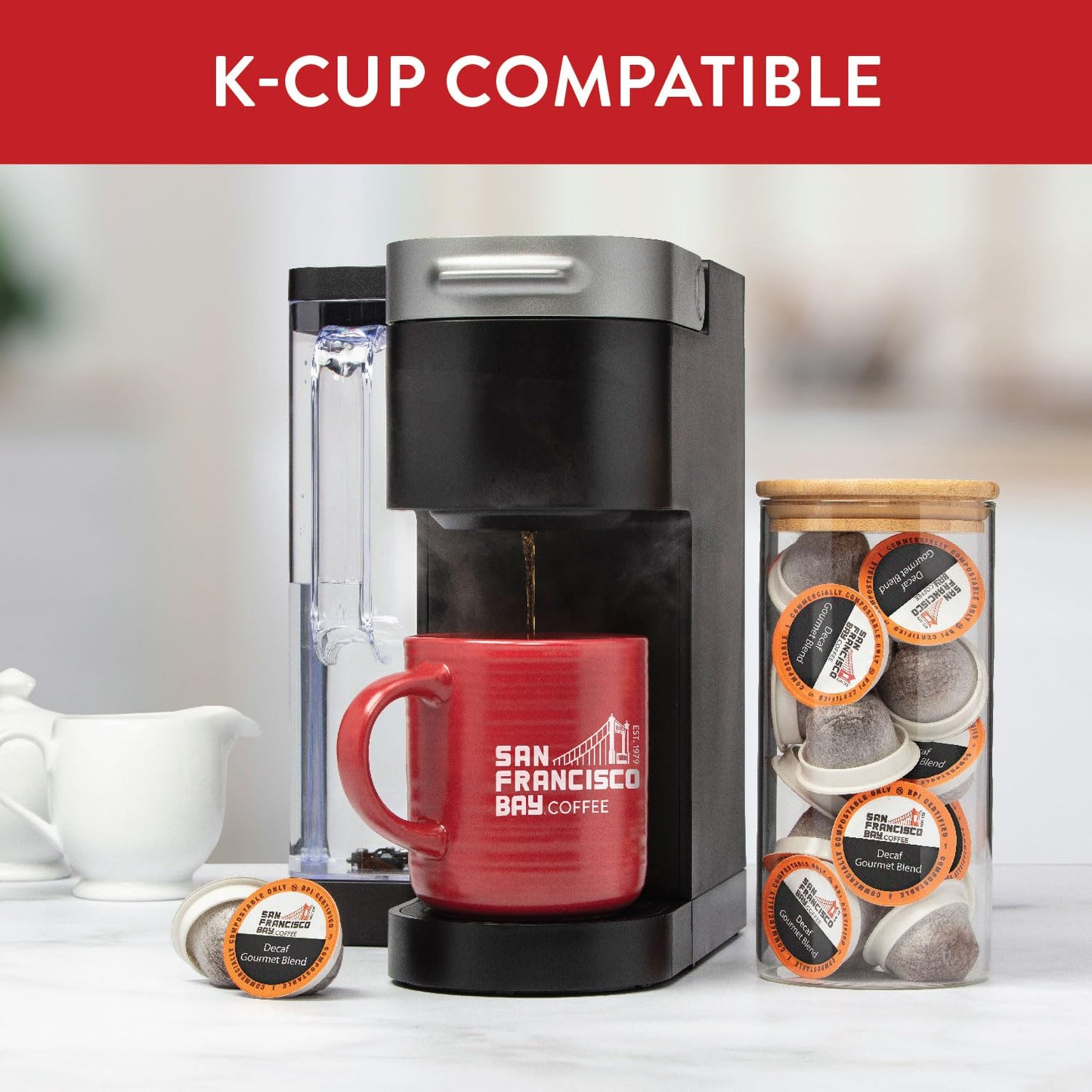 San Francisco Bay Compostable Coffee Pods - Decaf Gourmet Blend (80 Ct) K Cup Compatible Including Keurig 2.0, Dark Roast, Swiss