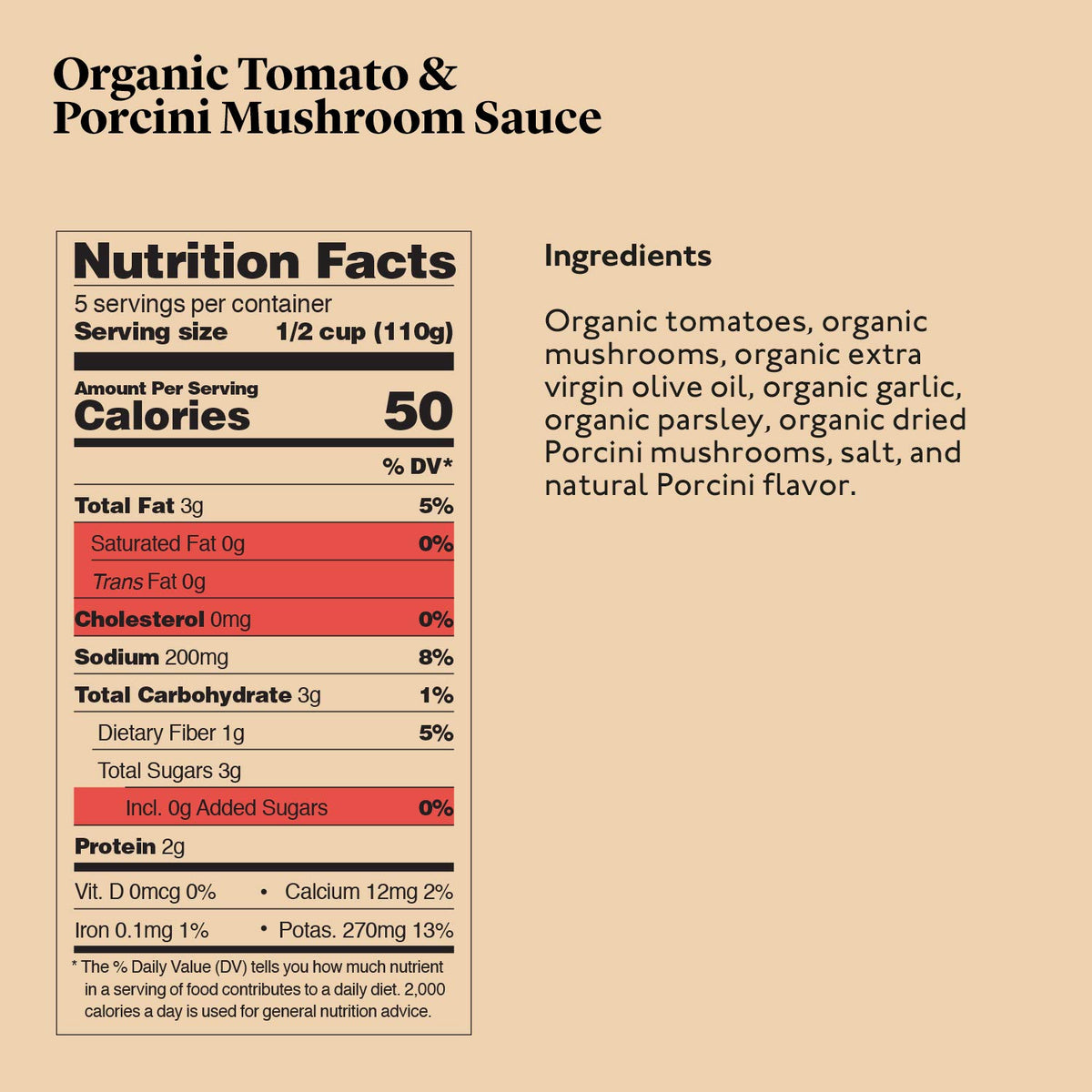 Delicious & Sons - Organic Italian Tomato & Porcini Mushroon Pasta Sauce 18.70 Oz (Pack Of 3)- Non-Gmo - Gluten-Free - Vegetaria