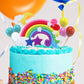 Blingabc Rainbow Cloud Cake Topper, 15Pcs Colorful Rainbow Soft Pottery Cake Toppers Set With Colorful Balls Cloud Moon Stars Ca
