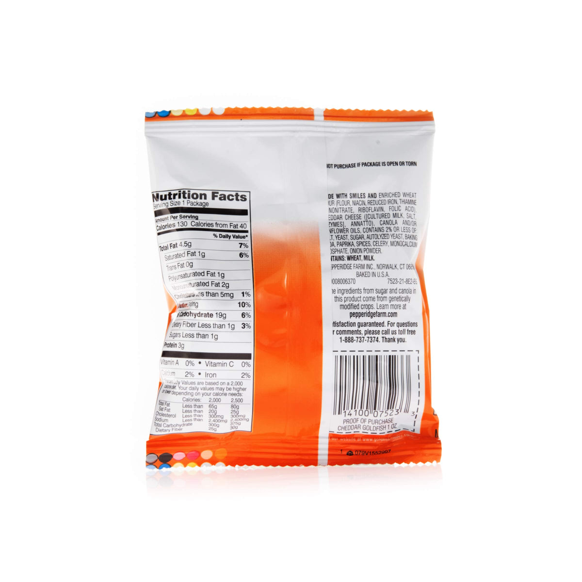 Pepperidge Farm Goldfish Baked Snack Crackers, Cheddar Cheese, 1 Ounce, Pack of 60