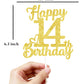 14Th Birthday Cake Topper - Double Sided Gold Glitter, Happy 14Th Birthday Cake Topper For Girls,14 Cake Decorations For Girls,