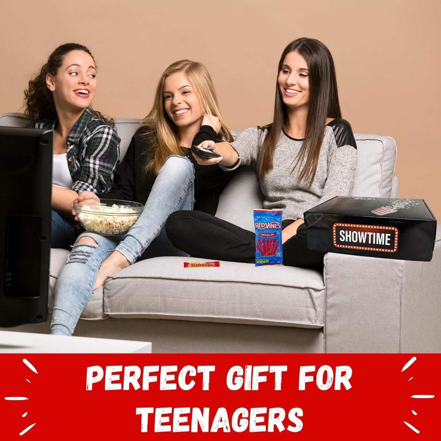 Movie Night Basket Gift Set - Popcorn  Candy  Snacks  game-style and more - 33 Items - Movie Night Gift Box  Gift Basket for Date Night  Family Night  Birthday  College Students  Teens  Men  Women  Kids  Grandpa  Grandma  Friend or Teacher