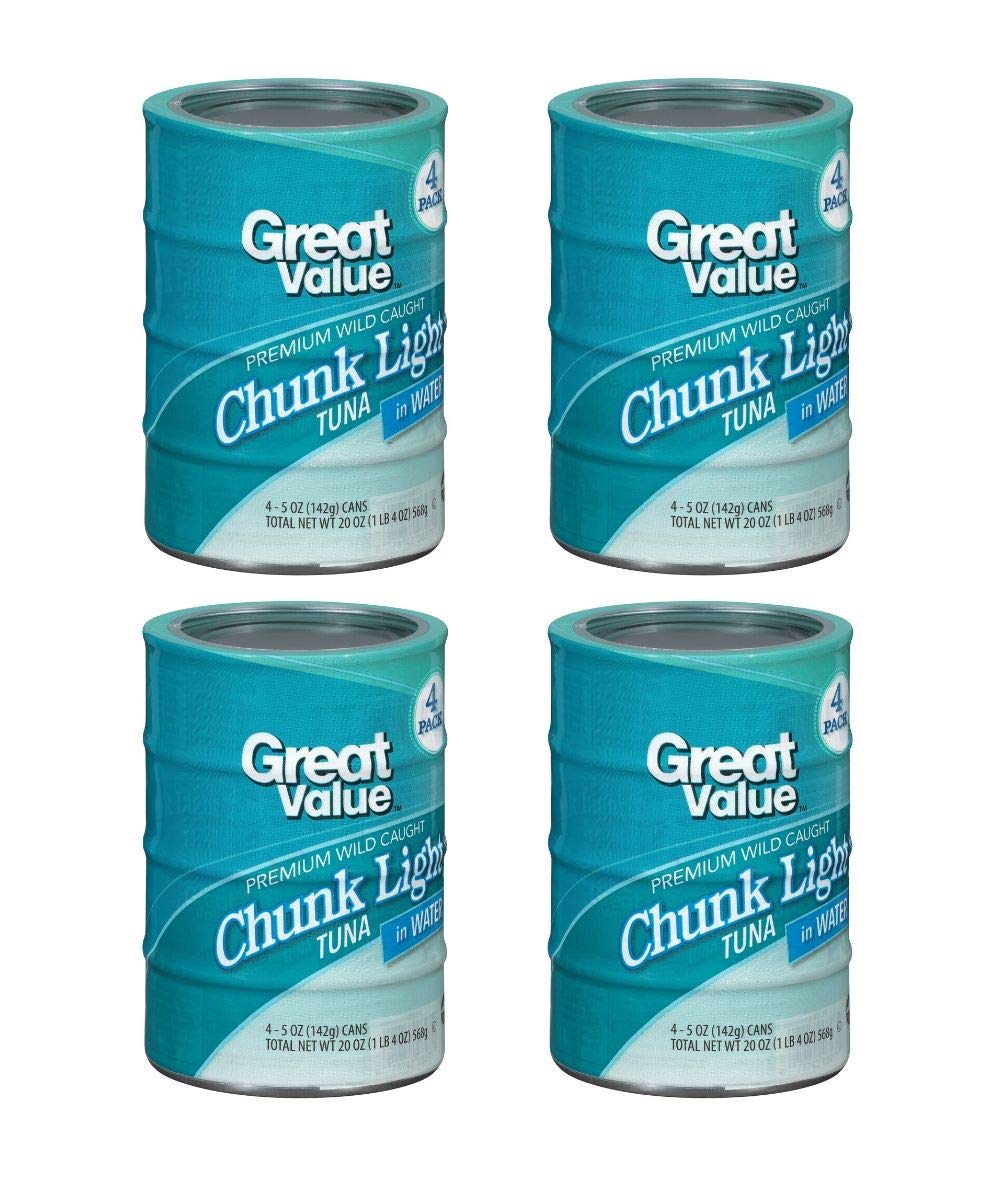 Great Value Chunk Light Tuna In Water, 5 Oz, 4 Pack