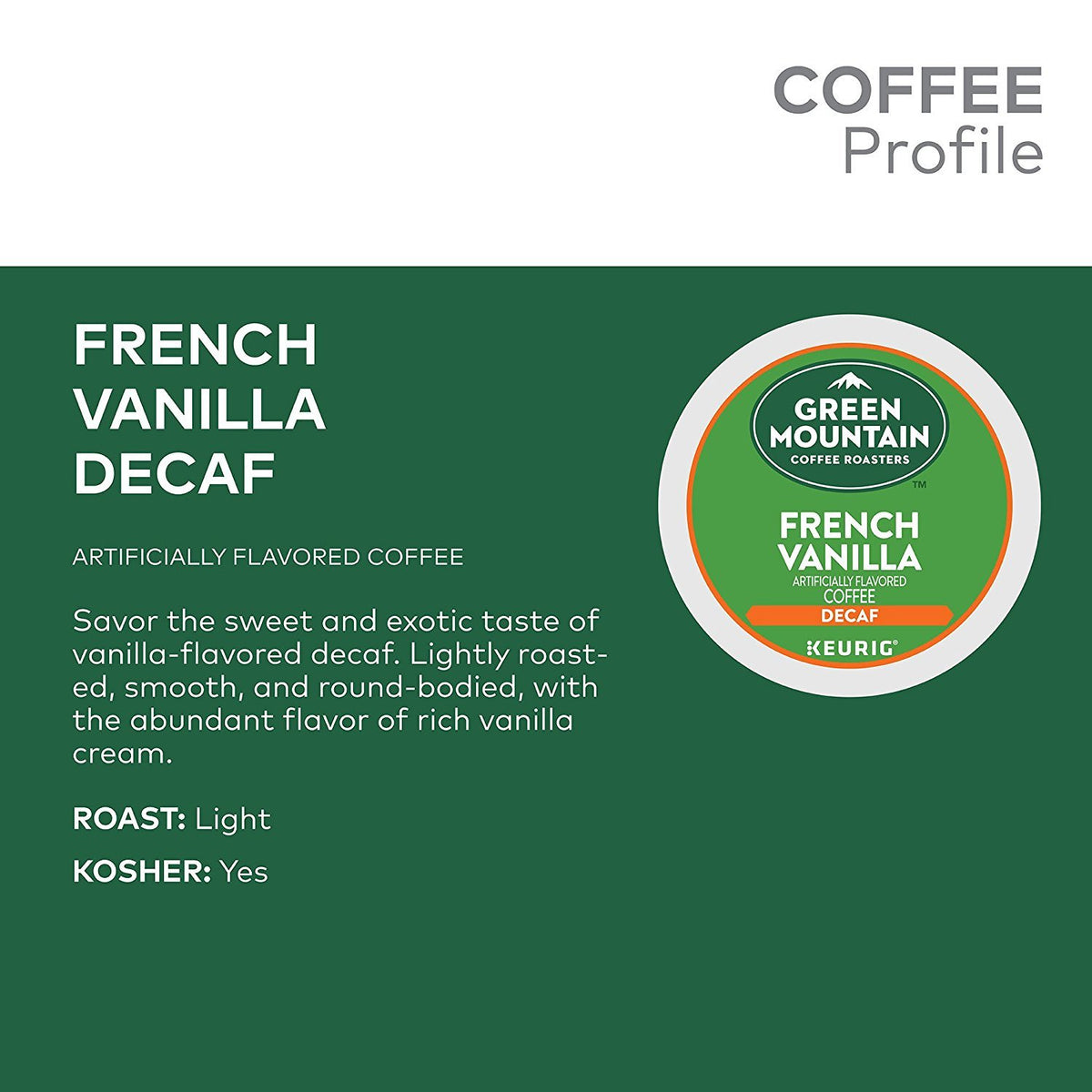 Green Mountain Coffee Roasters French Vanilla Decaf K-Cup Coffee, 48 Count