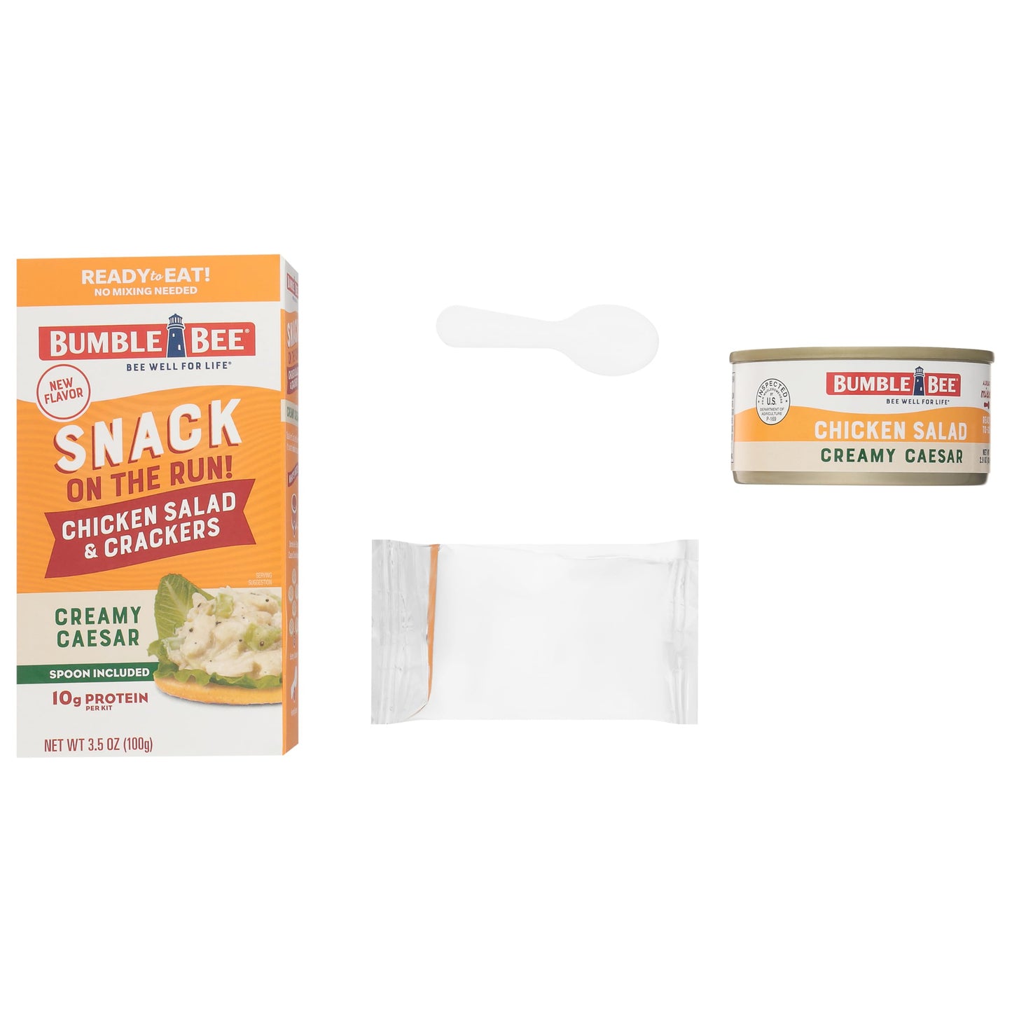 Bumble Bee Snack On The Run Creamy Caesar Chicken Salad with Crackers Kit (Pack of 12) - Ready to Eat Protein Snack Pack - 10g P
