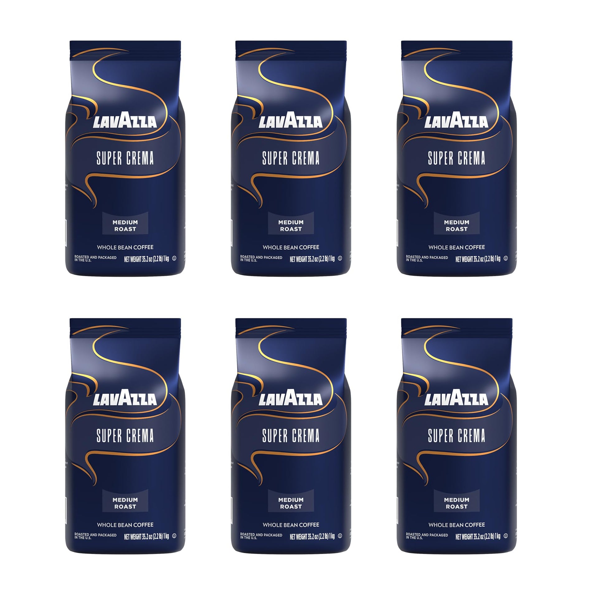 Lavazza Lav4202 Super Crema Espresso Coffee Beans, Italian Bar And Cafeteria (Pack Of 6)