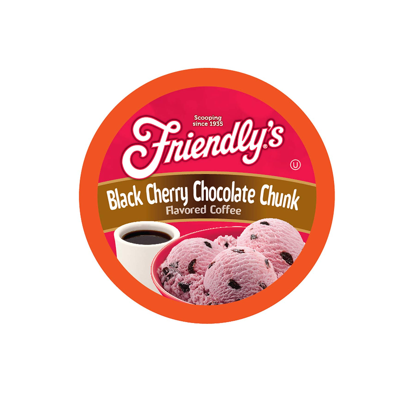 Friendlys Flavored Ice Cream Coffee Pods, Black Cherry Chocolate Chunk, 40 Count, Compatible with Keurig K Cup Brewers
