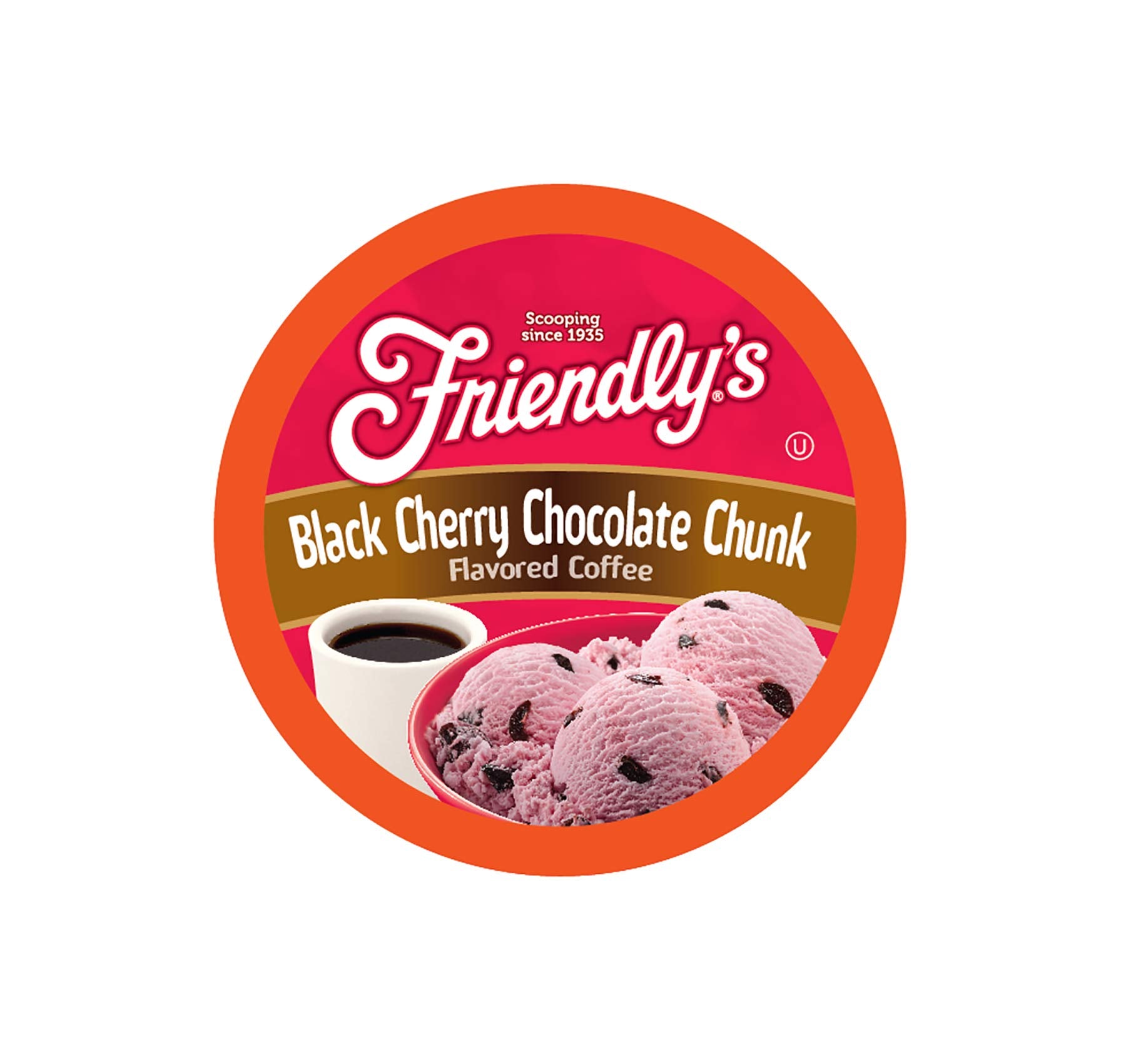 Friendlys Flavored Ice Cream Coffee Pods, Black Cherry Chocolate Chunk, 40 Count, Compatible with Keurig K Cup Brewers