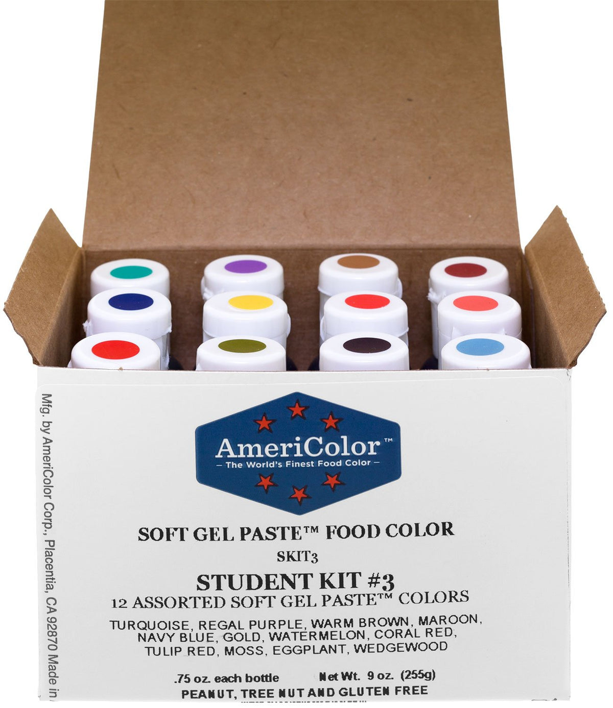 Food Coloring Americolor Student - Kit 3 12 .75 Ounce Bottles Soft Gel Paste Colors