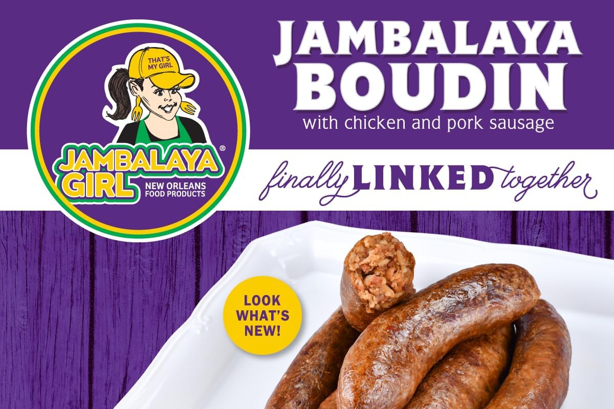 Jambalaya Girl Jambalaya Boudin (Pack of 3) - Rich Flavorful Fusion of Jambalaya and Boudin, Authentic Louisiana Cajun Boudin -