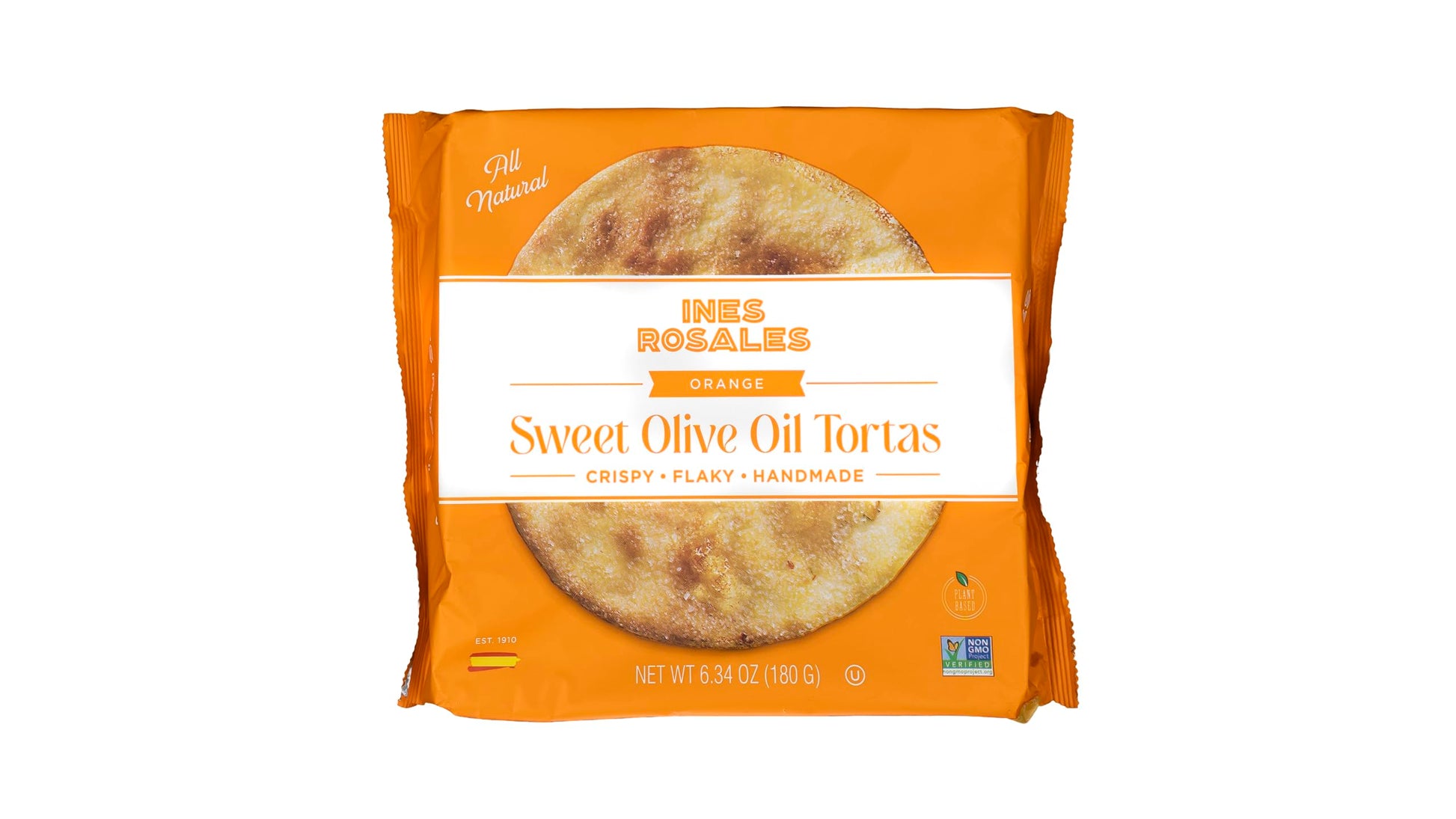 Ines Rosales Seville Orange Tortas, Mediterranean Crisps, 6.34 Oz (Pack of 5), Individually Wrapped, Model 654883009546