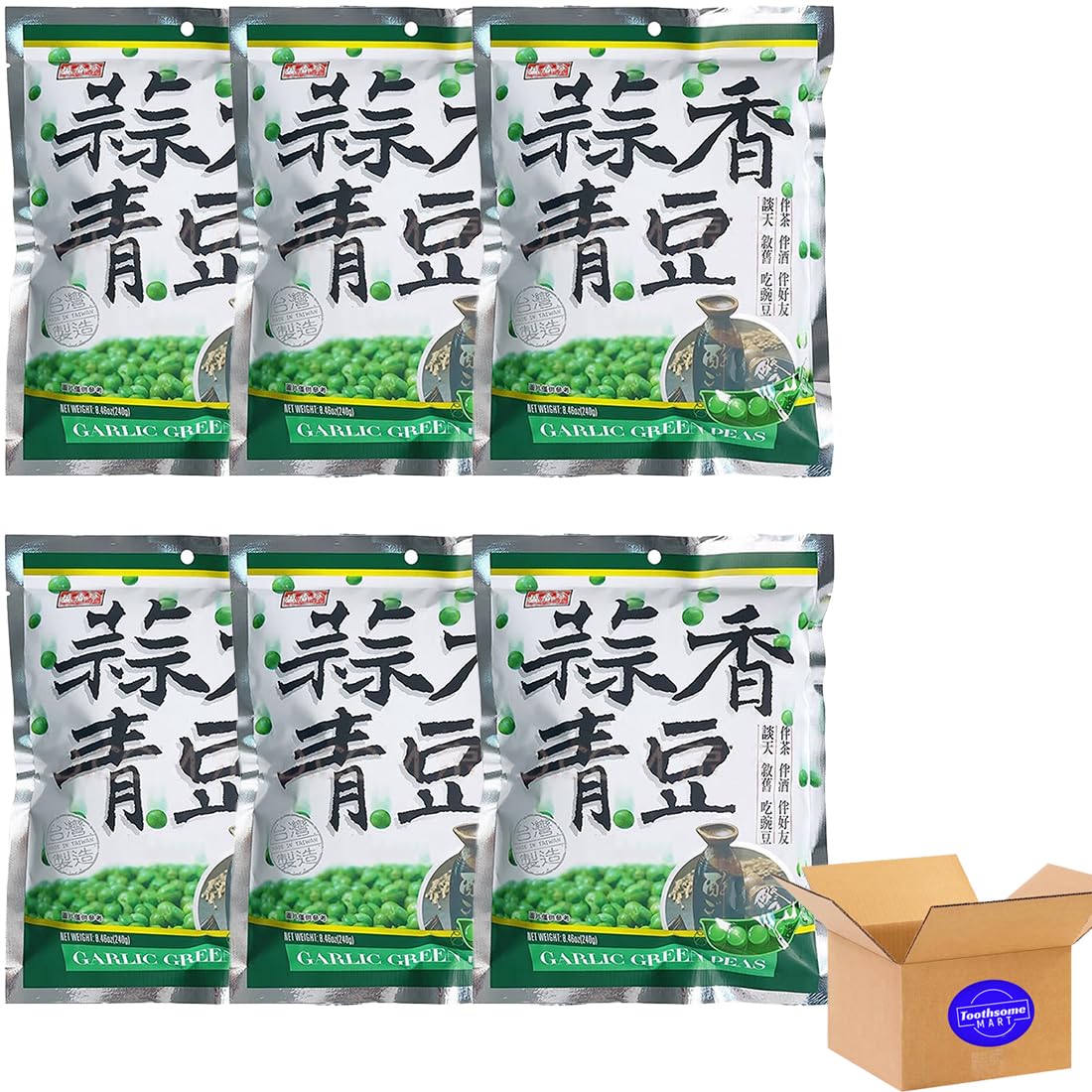 Garlic Green Peas 240g/8.46oz pack of 6