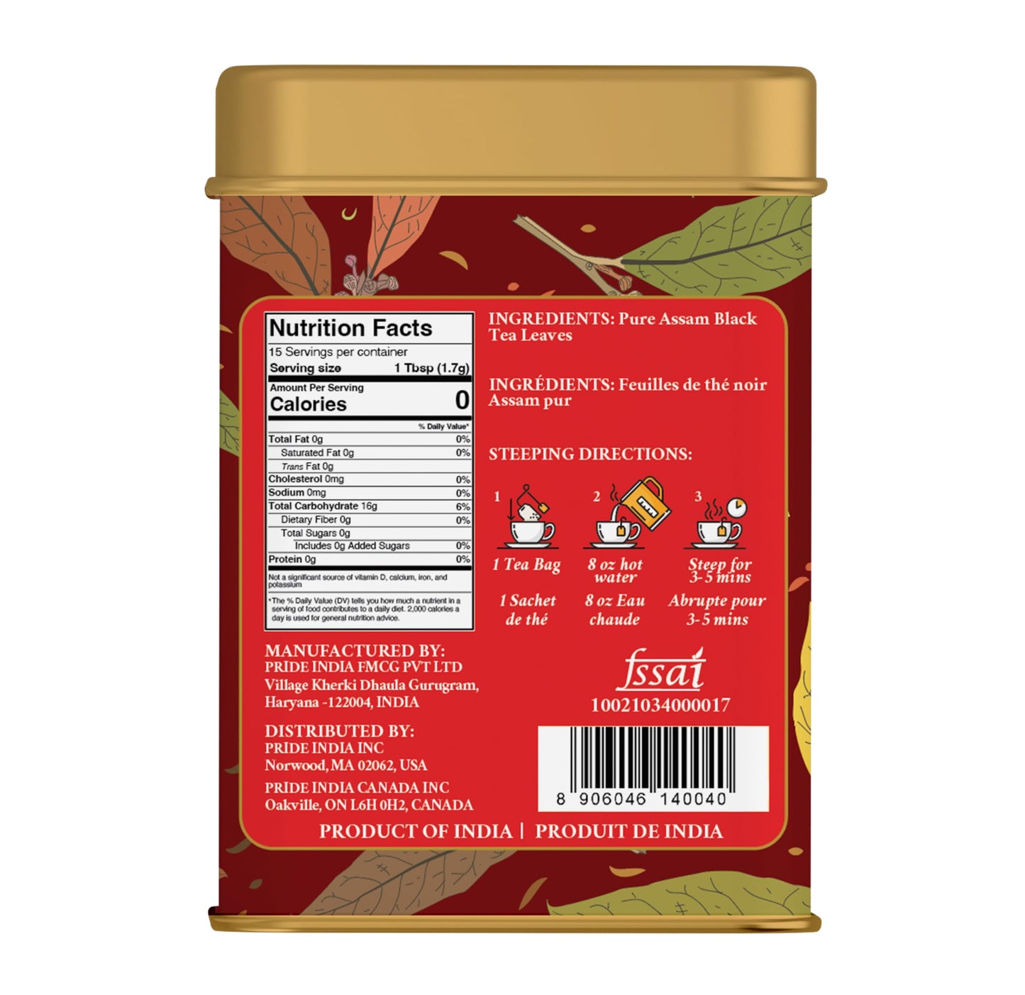Pride Of India - Natural Indian Assam Breakfast Black Tea, 25 Count (6-Pack)