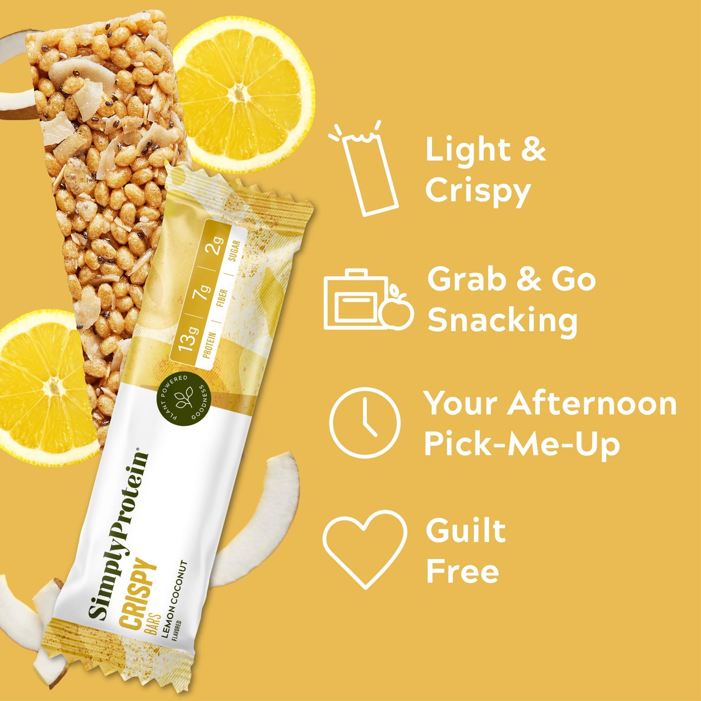 SimplyProtein Vegan Protein Bars - Lemon Coconut, 12g Protein, 2g Sugar, Gluten Free, Dairy Free, 24 Count