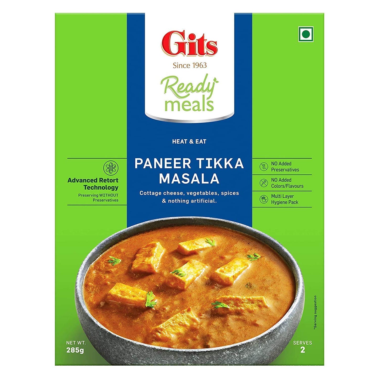 Gits Ready To Eat Paneer Combo 1140G (Matar Paneer Palak Paneer Paneer Tikka Masala Paneer Makhani - 285G Each)