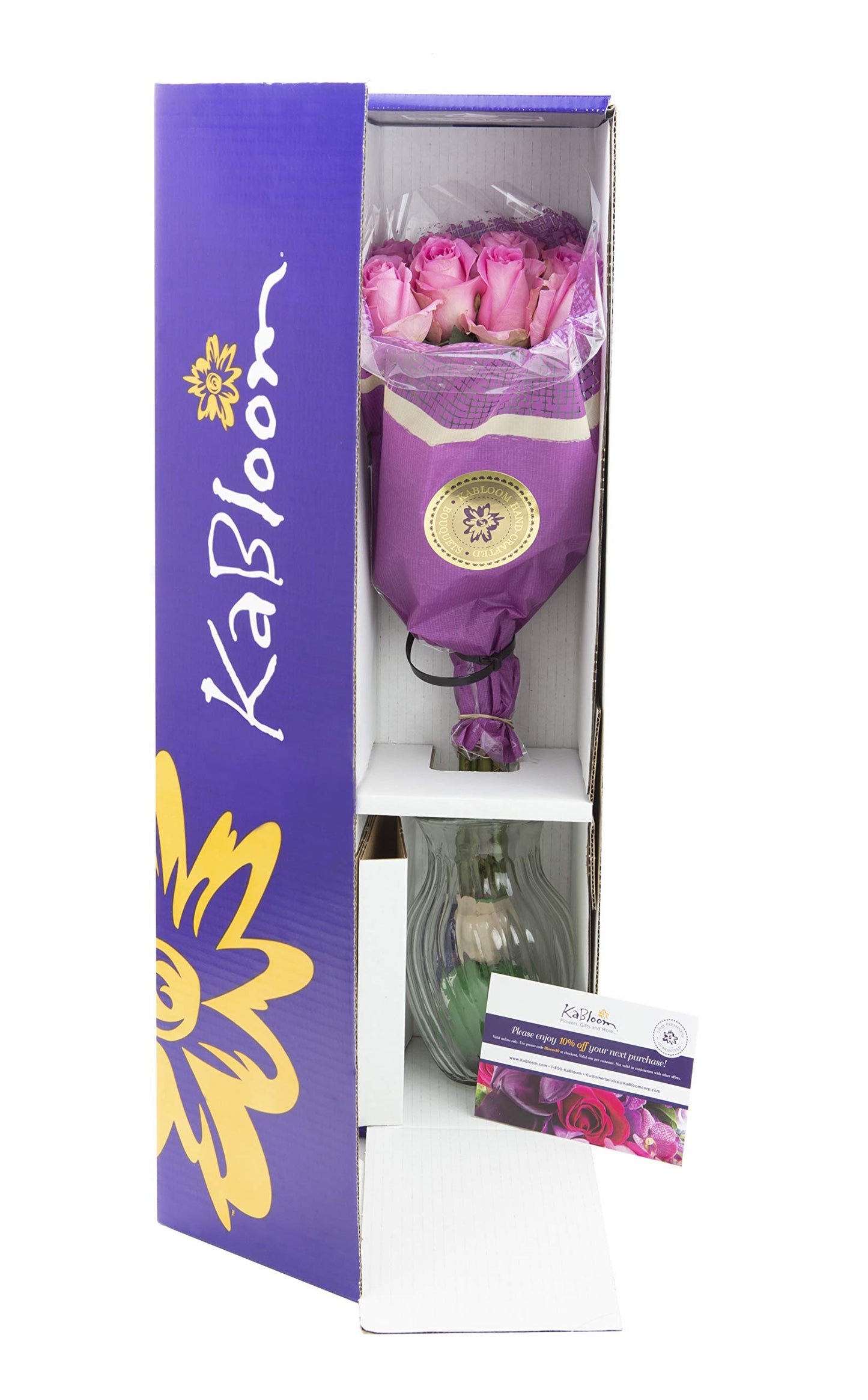 KaBloom Flowers - Mothers Day Collection - Bouquet of 18 Fresh Pink Roses (Farm-Fresh  Long-Stem) with Vase|Gift for Birthday  Anniversary  Thank You  Valentine  Mothers Day Fresh Flowers