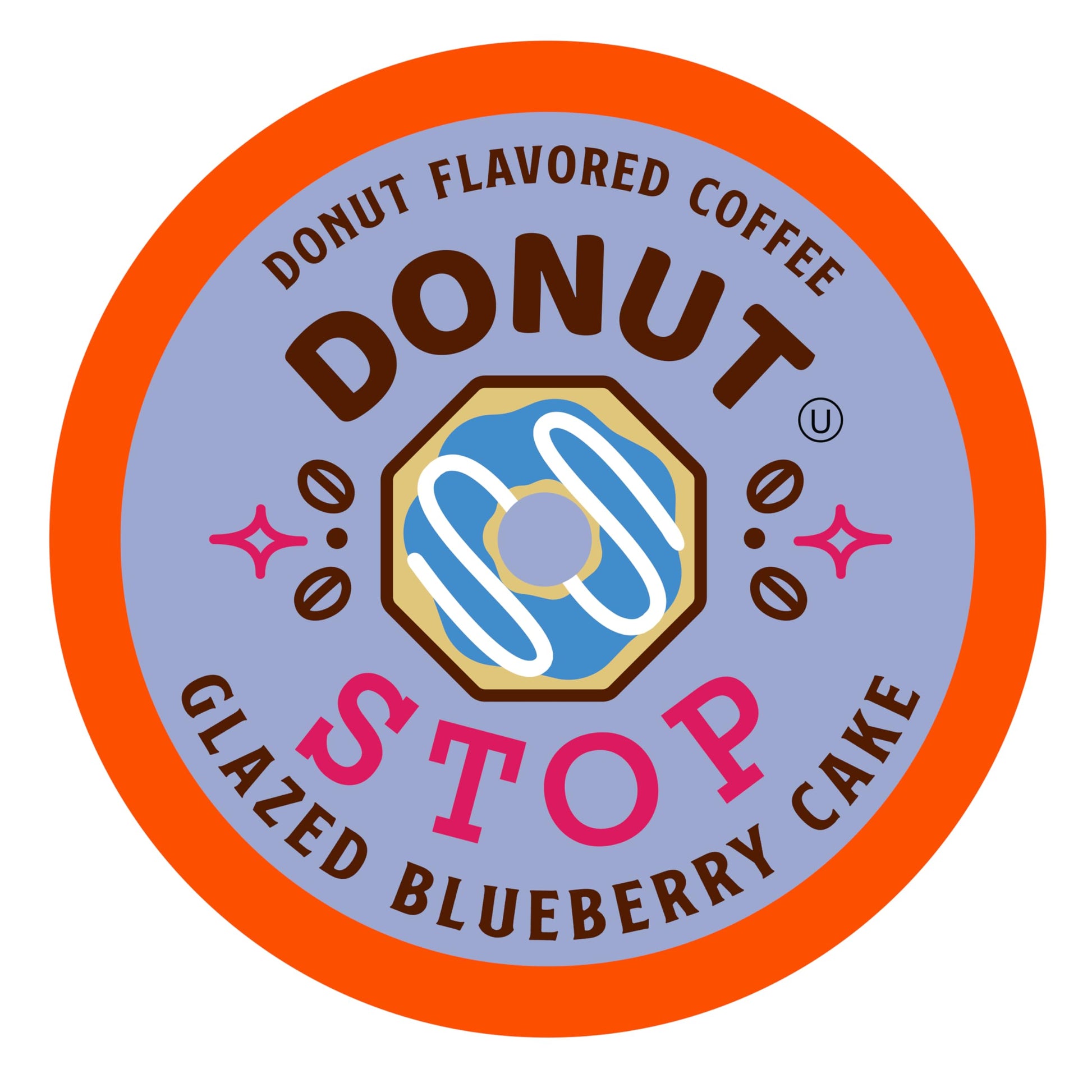 Donut Stop Glazed Blueberry Medium Roast Coffee Pods, 40 Count, Compatible with 2.0 K-Cup Brewers