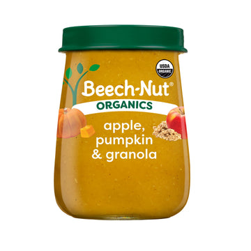 Beech-Nut Organic Baby Food Jars, Organic Apple Pumpkin & Granola Puree, Stage 2 Baby Food for Babies 6 Months and Up, Non-GMO, 