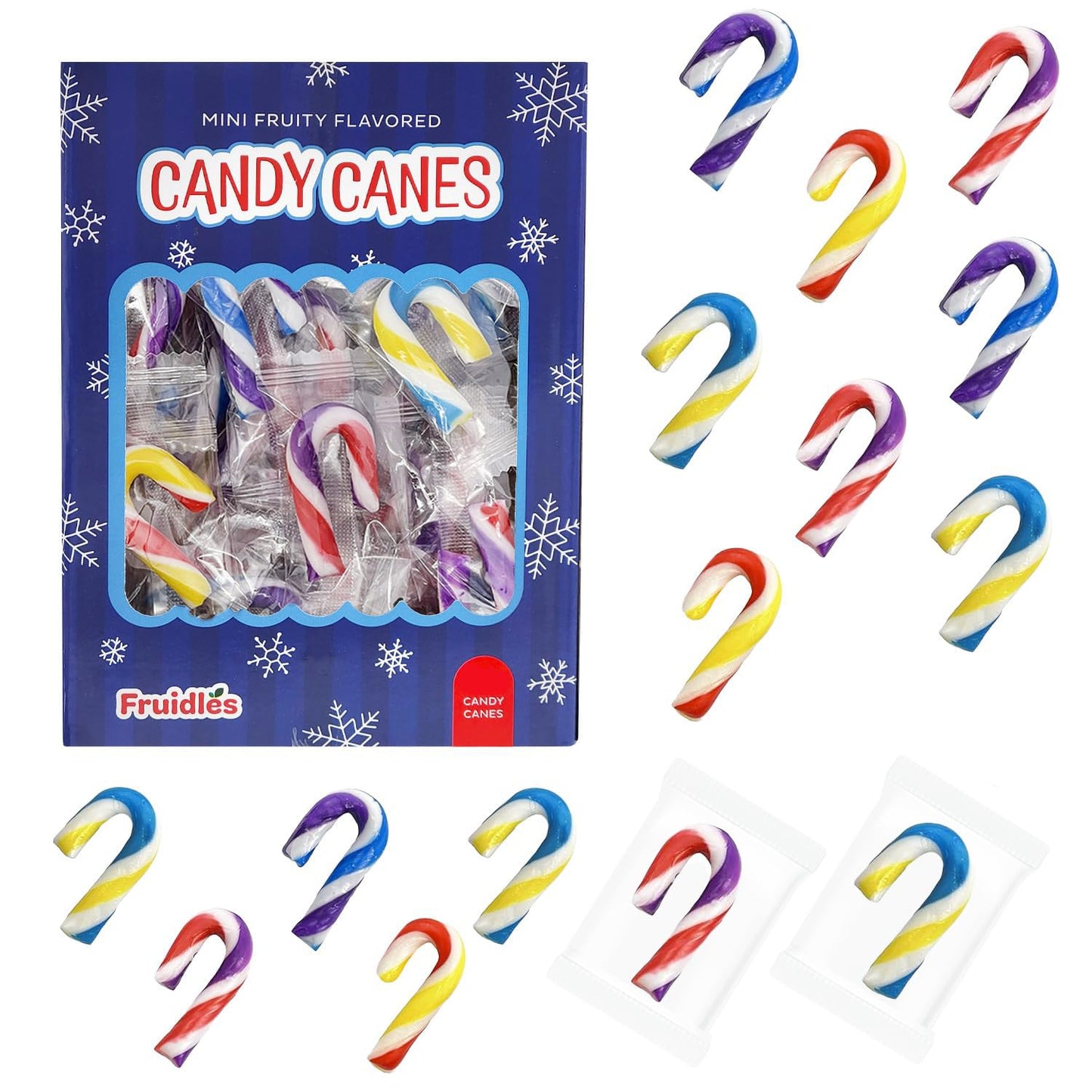 Fruidles Christmas Candy Canes 1000-Pack MiniS Suckers  Multicolored Fruity Flavor  Individually Wrapped  2 Inch 
