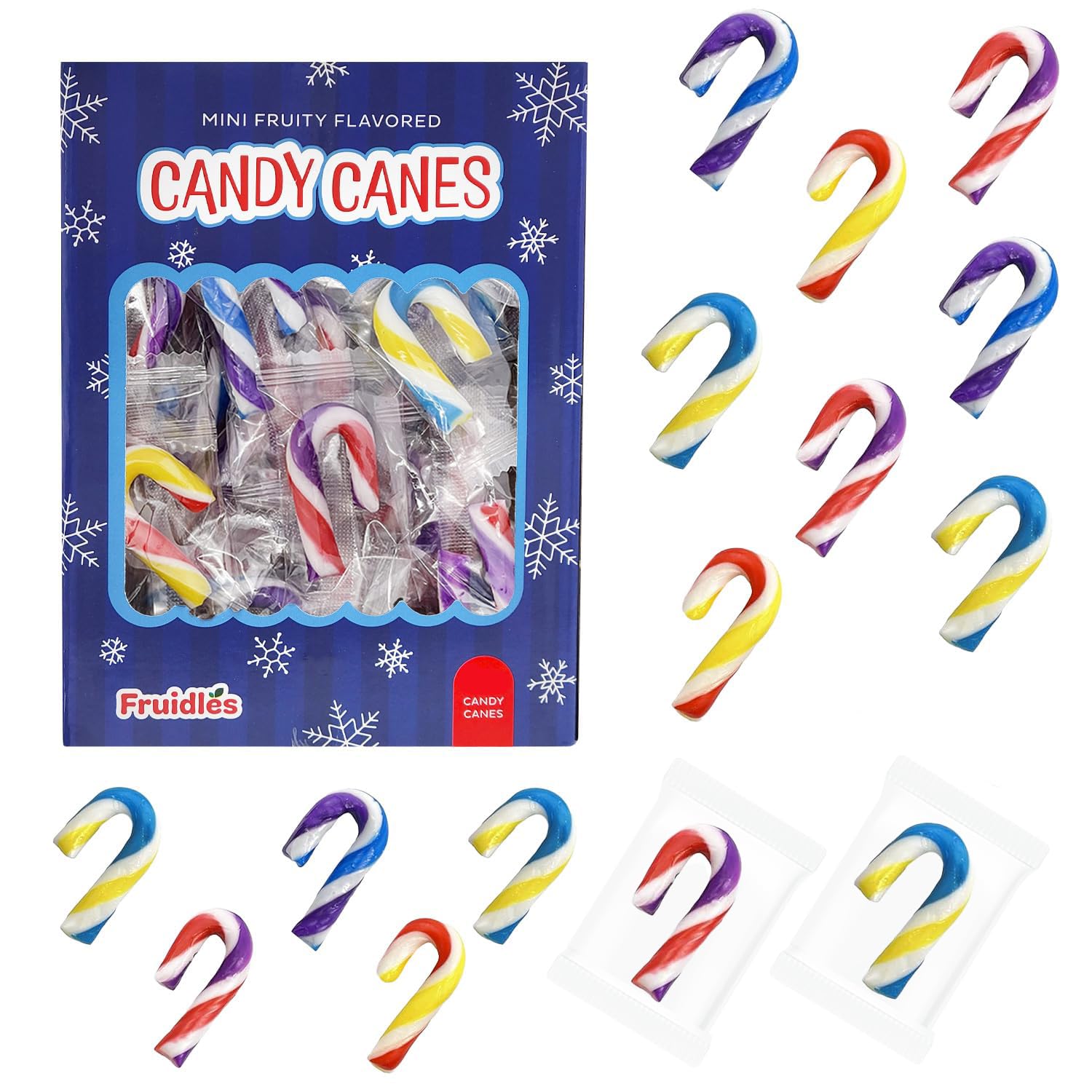 Fruidles Christmas Candy Canes 1000-Pack MiniS Suckers  Multicolored Fruity Flavor  Individually Wrapped  2 Inch 