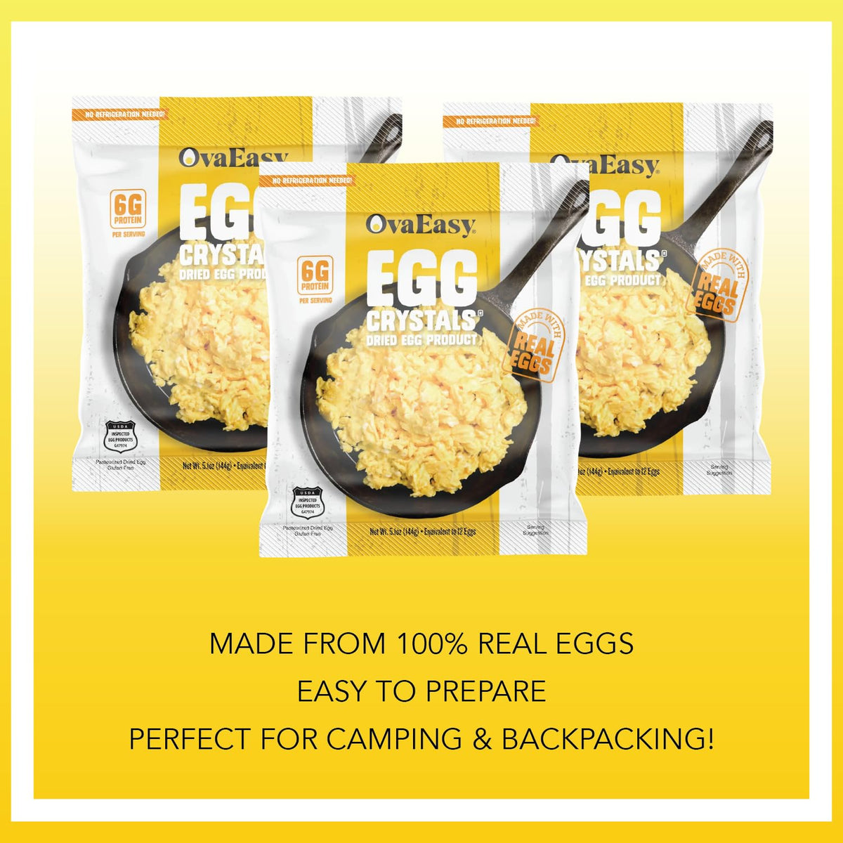 Ova Easy Dehydrated Egg Crystals - Powdered Eggs Made From All-Natural Ingredients - Easy-To-Prepare Egg Powder - Dehydrated Foo