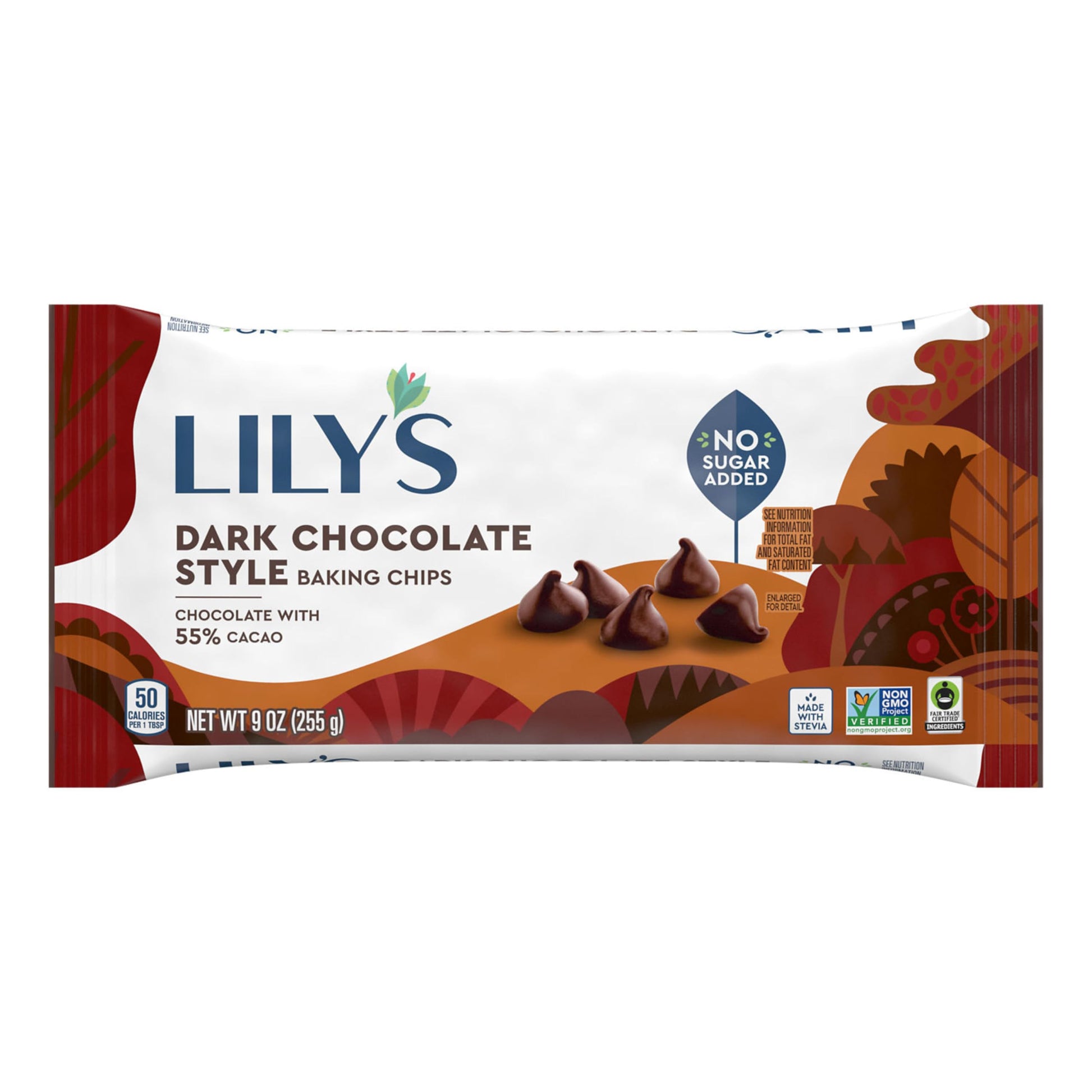 LILYS Dark Chocolate Style No Sugar Added, Baking Chips Bags, 9 oz (3 Count)