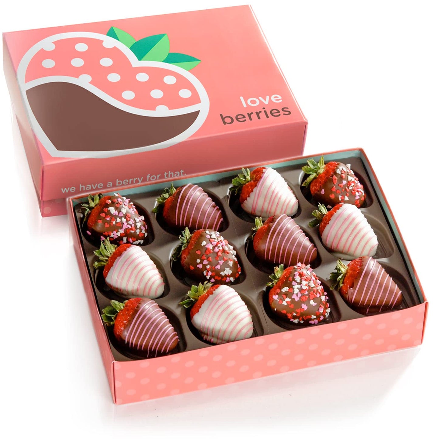 A Gift Inside Chocolate Dipped Strawberries - 12 Count, Pink