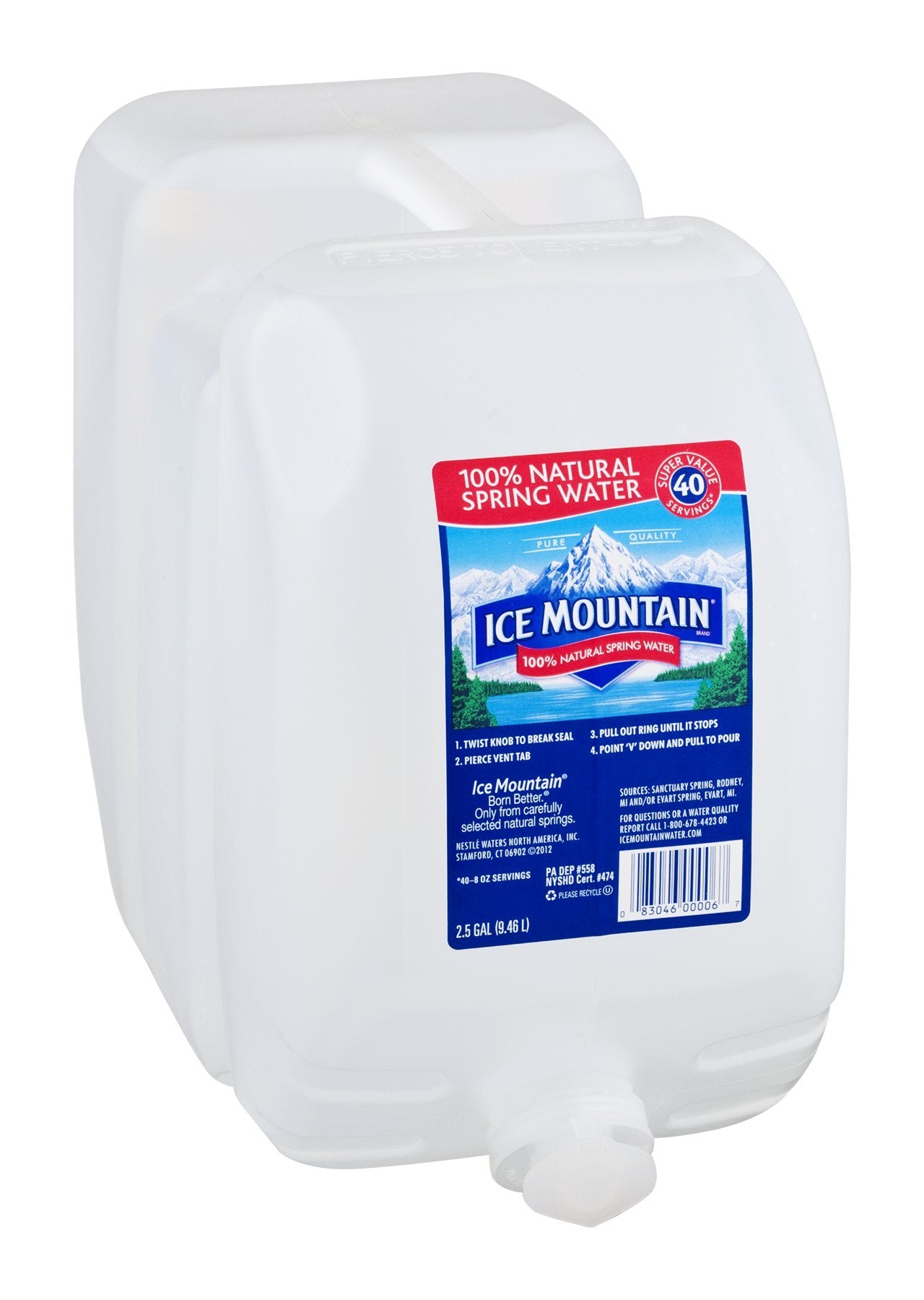 Ice Mountain Natural Spring Water, 320 OZ Pack of 2, Model 11475182