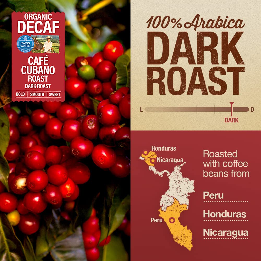 Mayorga Decaf Dark Roast Coffee 5Lb Bag Caf   Swiss Water Decaffeinated Cubano Roast Coffee 100% Arabica Whole Coffee Beans - Sm