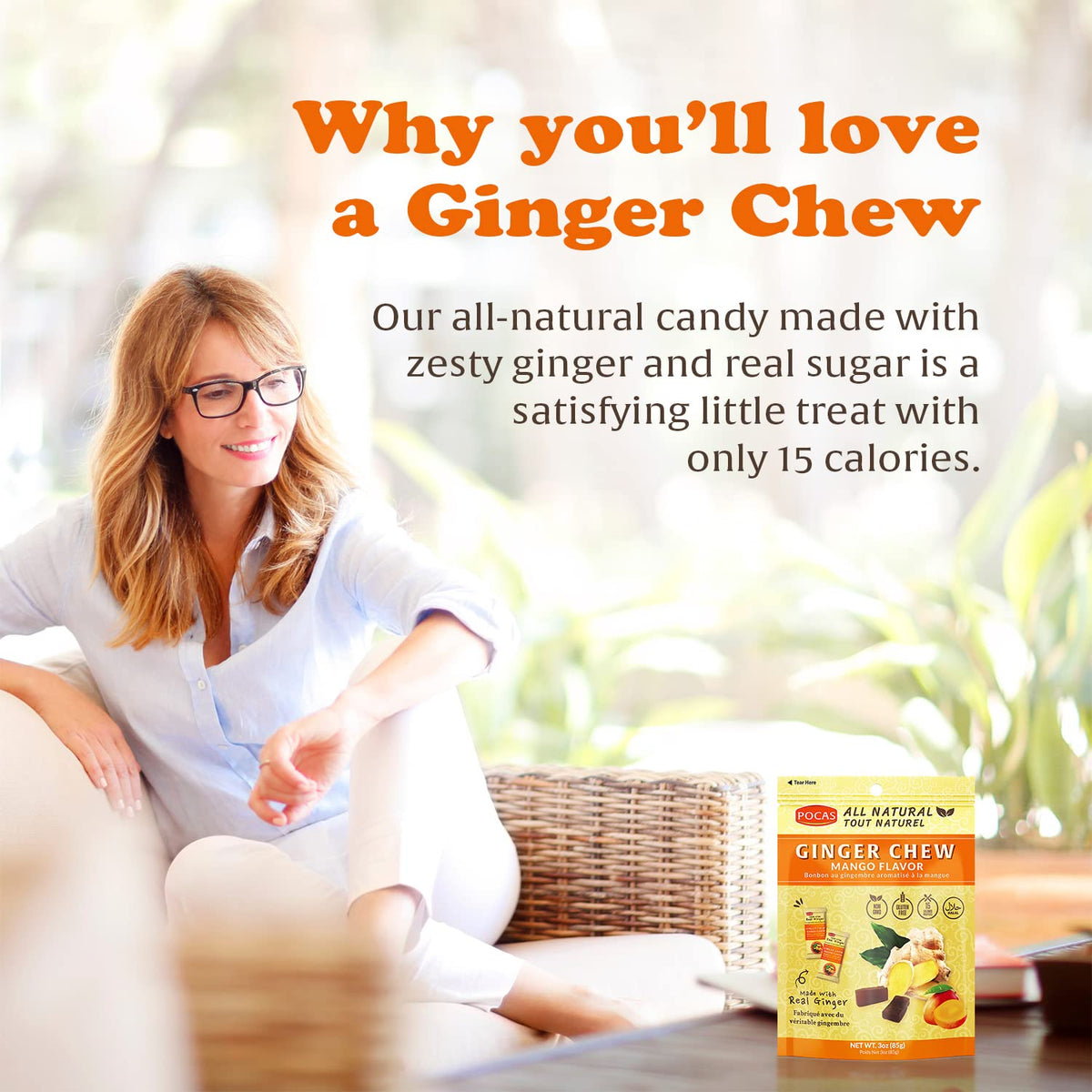 Pocas Ginger Chews Variety Pack - Mango, Original, Lemon - 3 Individually Wrapped Snacks, 3 Oz Each, Assorted Flavors