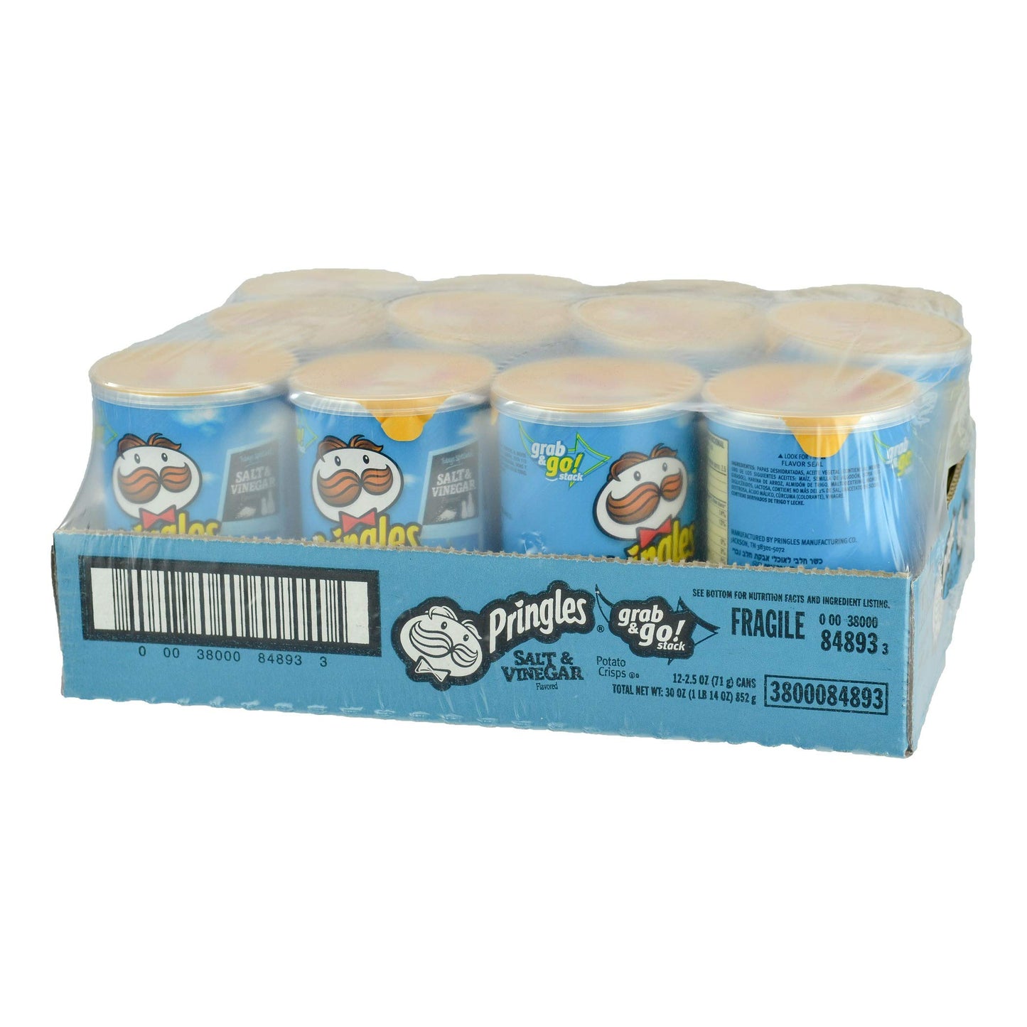 Pringles Salt and Vinegar Flavored Potato Crisps Chips (Pack of 12)