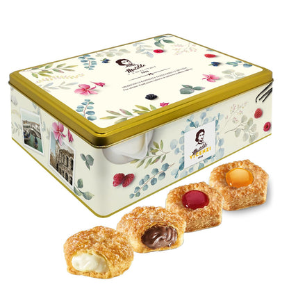 Pasticceria Matilde Vicenzi 5 OClock Tea Time Cookie Assortment Gift Tin - Butter Pastries, Chocolate & Vanilla Filled Gourmet 