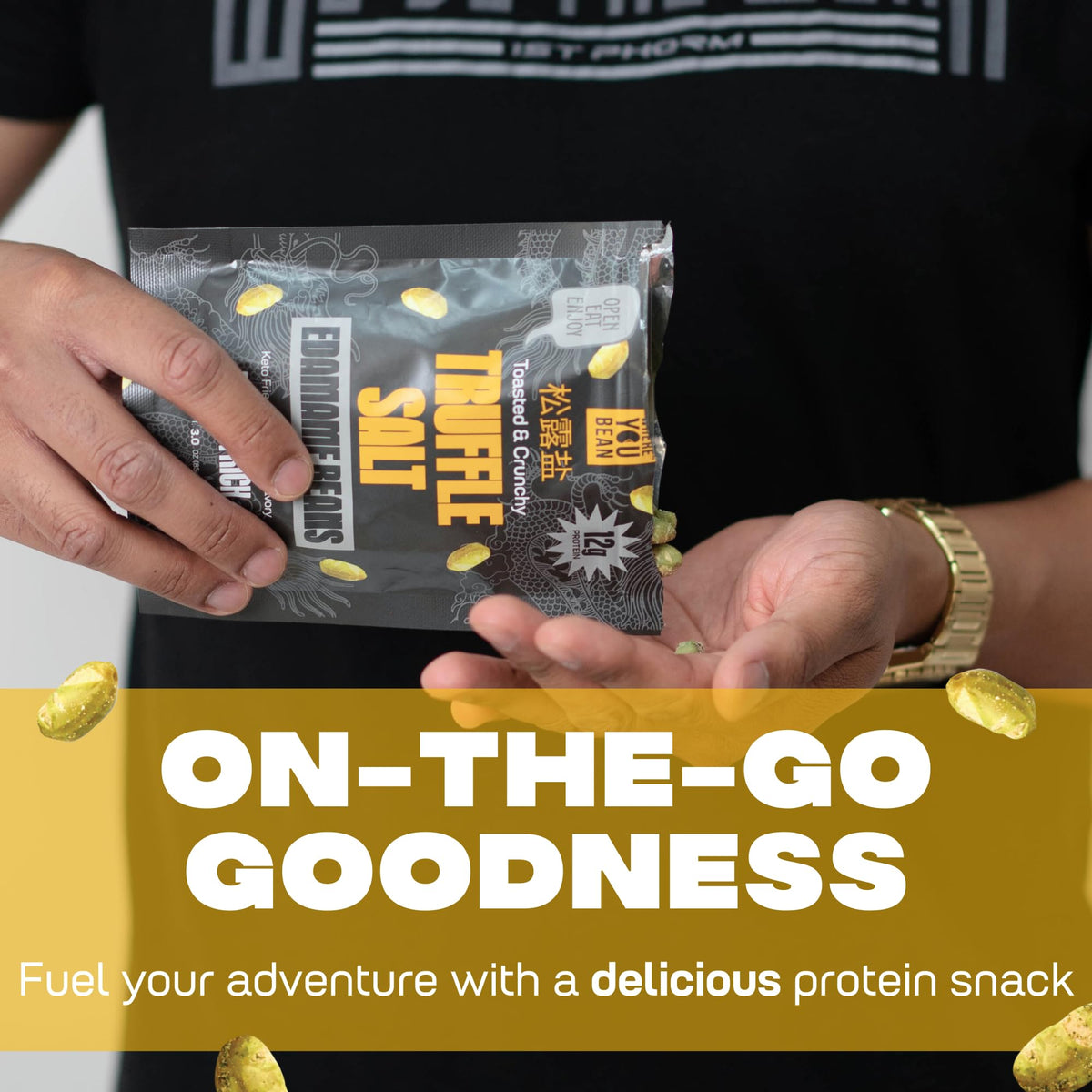 Where You Bean Edamame Beans Snack (Truffle Salt) - Crunchy And Dry Roasted Edamame Beans - High Protein Snacks, Keto And Vegan
