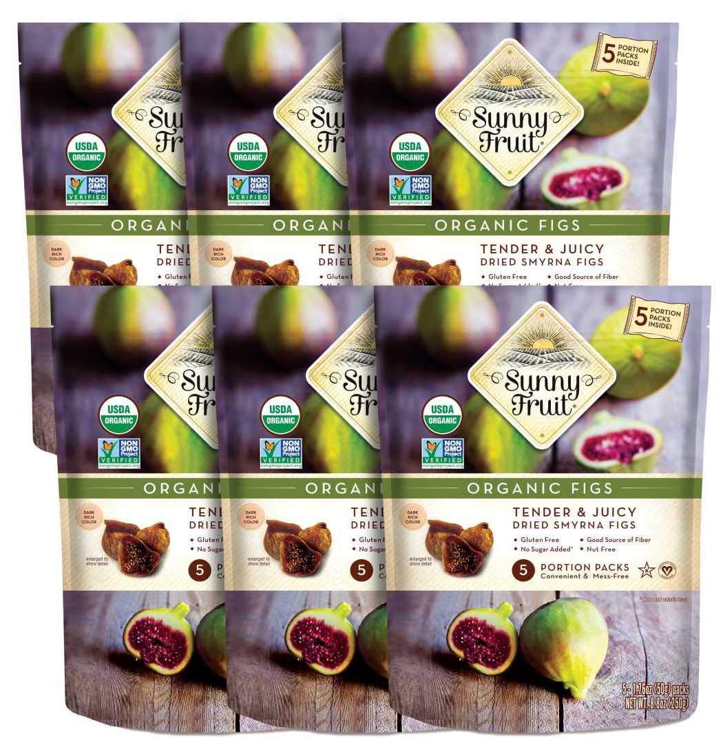 Turkish Dried Figs - Sunny Fruit (6 Bags) - (5) 1.76Oz Portion Packs Per Bag | Purely Figs - No Added Sugars, Sulfurs Or Preservatives | Non-Gmo, Vegan, Halal & Kosher
