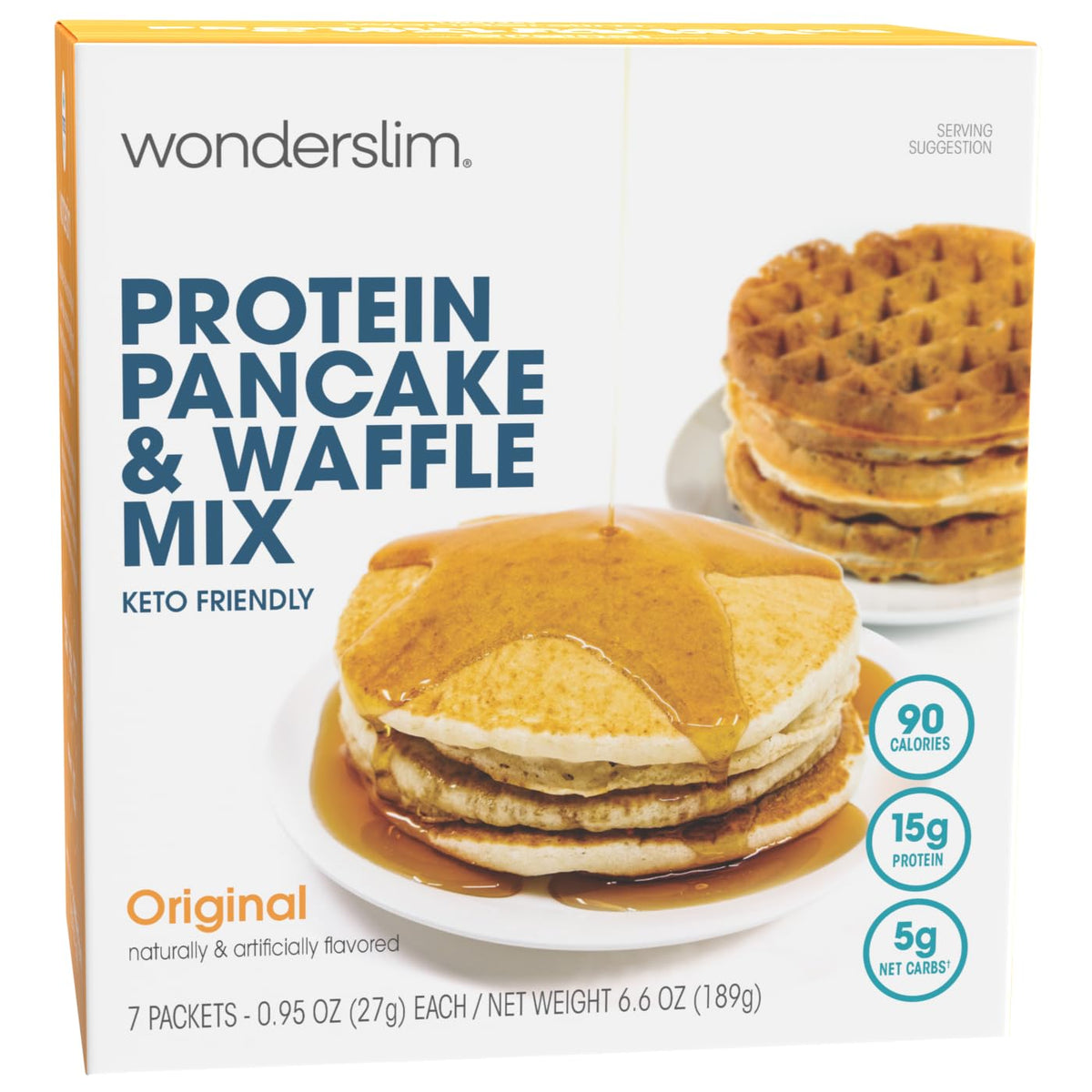 Wonderslim Protein Pancake & Waffle Mix, Original, Low Sugar & Low Calorie (7ct)