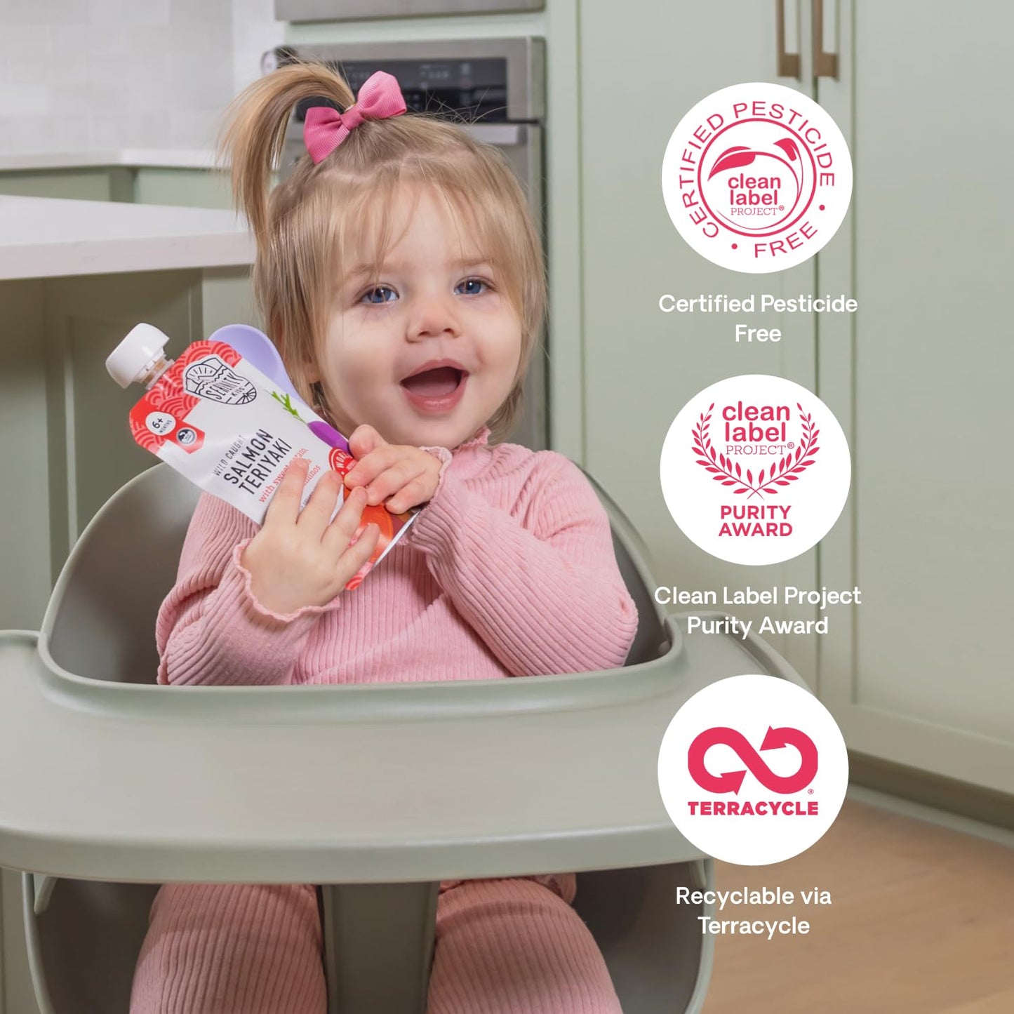 Serenity Kids 6+ Months Organic Baby Food Pouch - 3.5 Oz, Pack Of 12, Salmon Teriyaki - 5G Protein Nutrient-Packed Puree - Savory Salmon Teriyaki - No Added Sugar - On-The-Go Pouch For Baby Snacks
