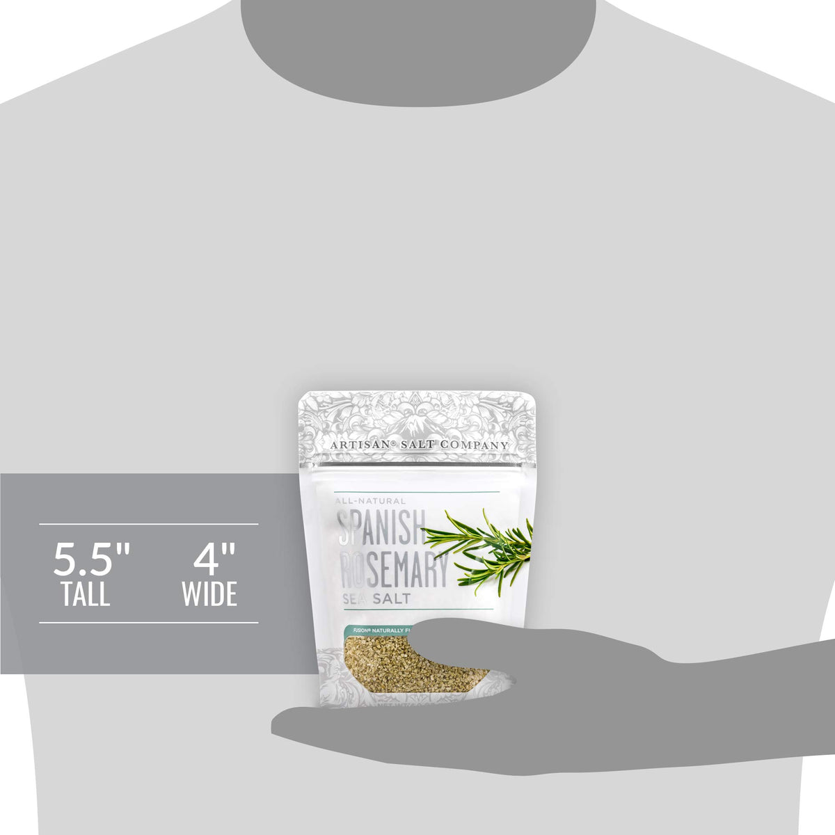 Artisan Salt Company Fusion Naturally Flavored Spanish Rosemary Sea Salt, Zip-Top Pouch, 4 Ounce