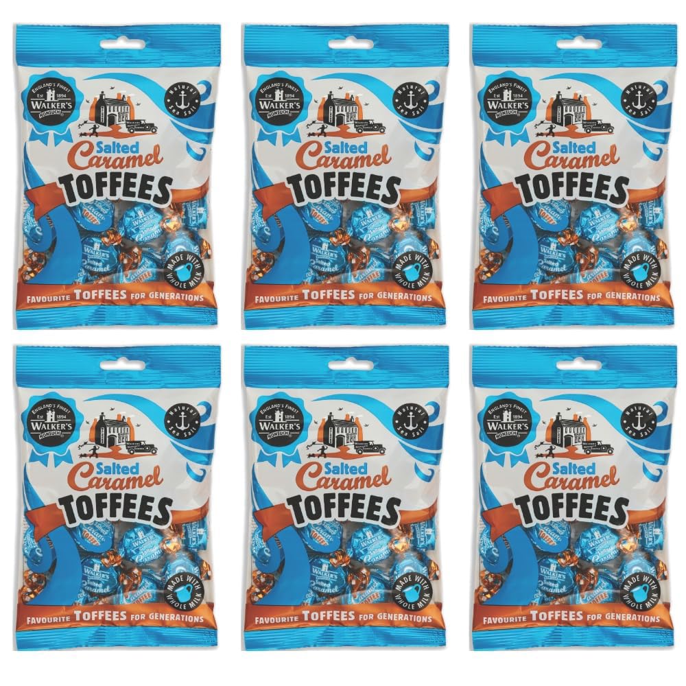 Walkers' Nonsuch Salted Caramel Toffees | Traditional British Candy with Butter & Whole Milk | Sweet & Salty Treat | Individuall