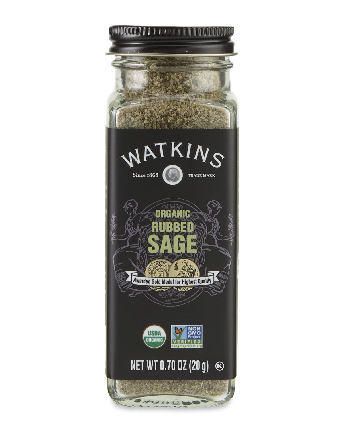 Watkins Gourmet Organic Rubbed Sage Spice Jar, Non-GMO, Kosher, 0.7 Ounce, 1-Pack