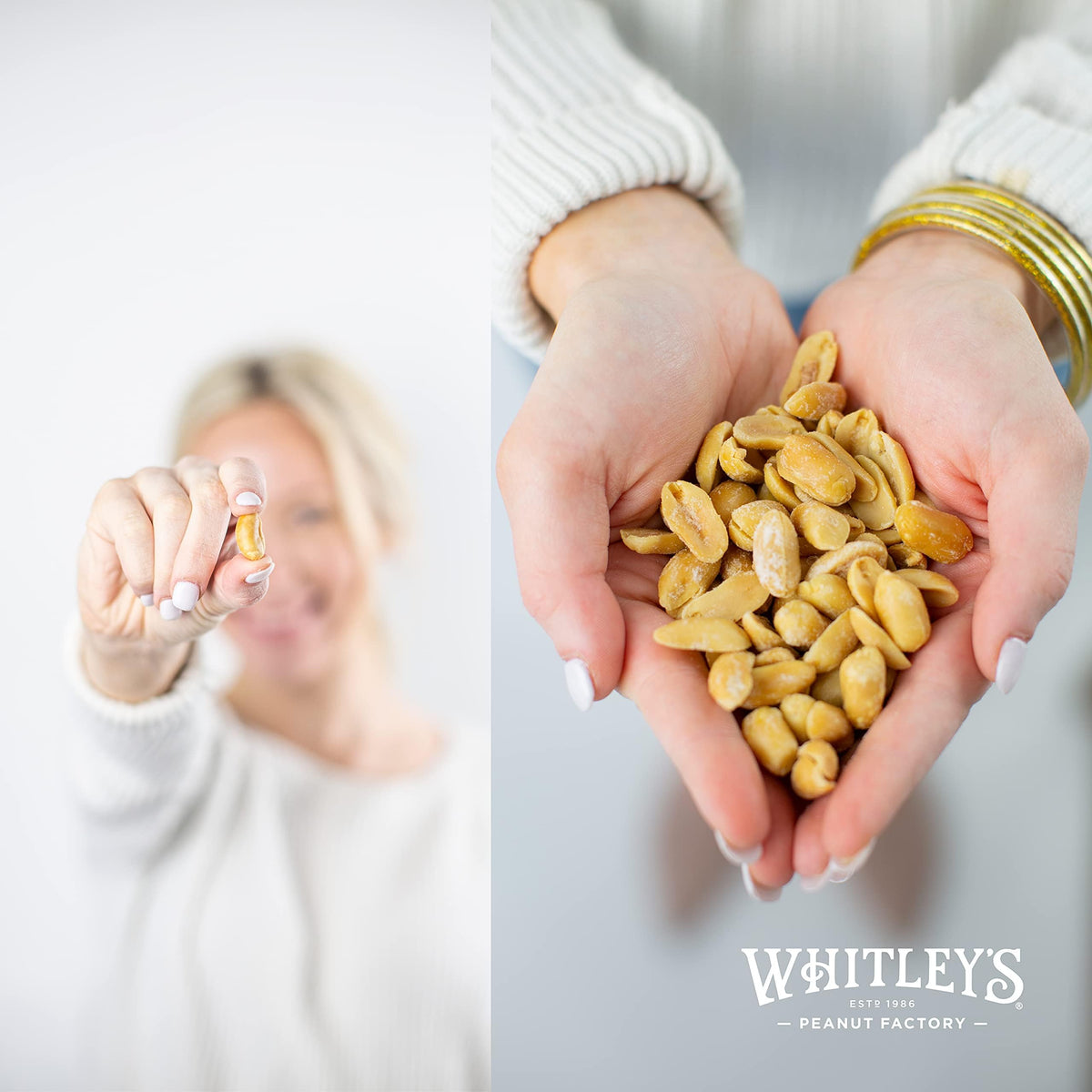 Whitleys Salted Virginia Peanuts - Super Extra Large Home Cooked Virginia Peanuts (2 x 40 Ounce Tin)