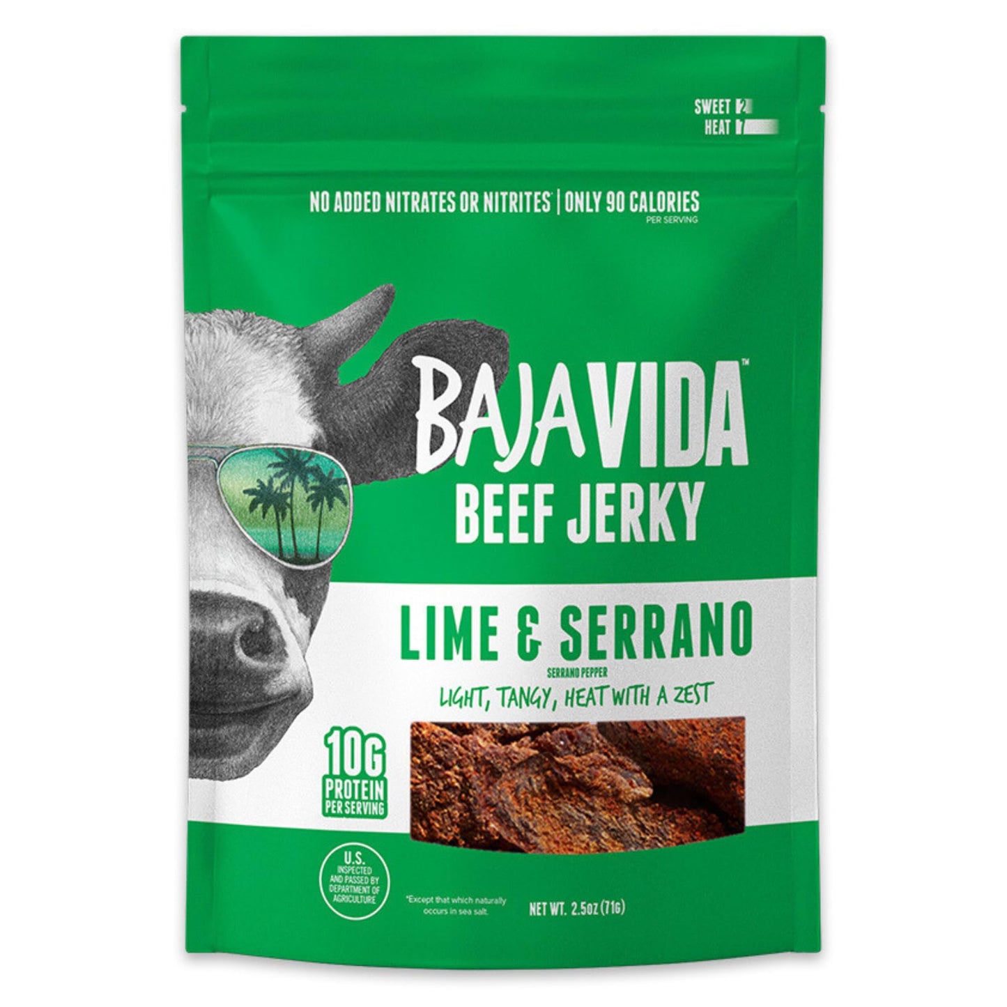 Baja Beef Baja Vida Lime & Serrano Pepper Beef Jerky - Sweet And Spicy Beef Jerky Snack Packs, Healthy Jerky, Gluten-Free, All-N