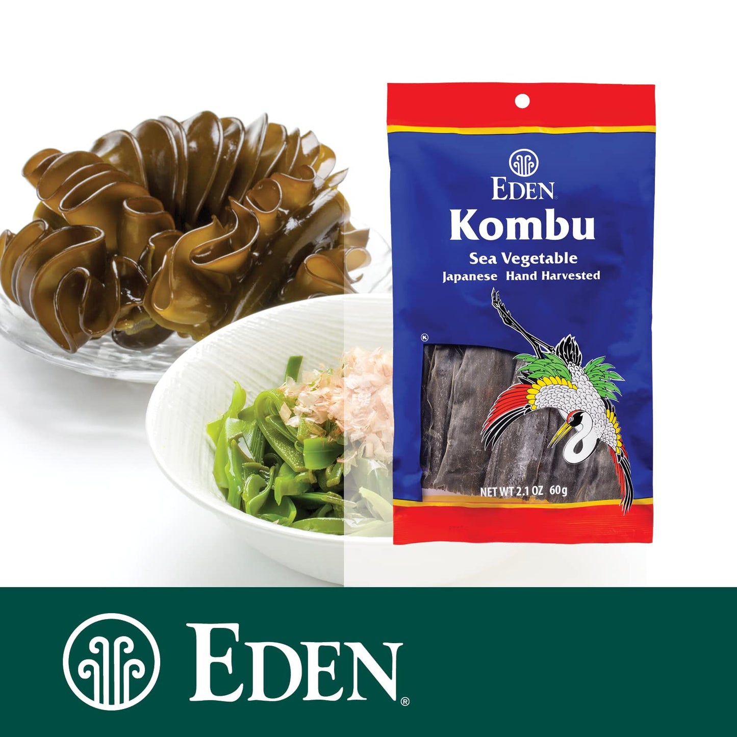 Eden Kombu  Wild Japanese Hand Harvested Sea Vegetable  for Dashi  Sea  2.1 Oz