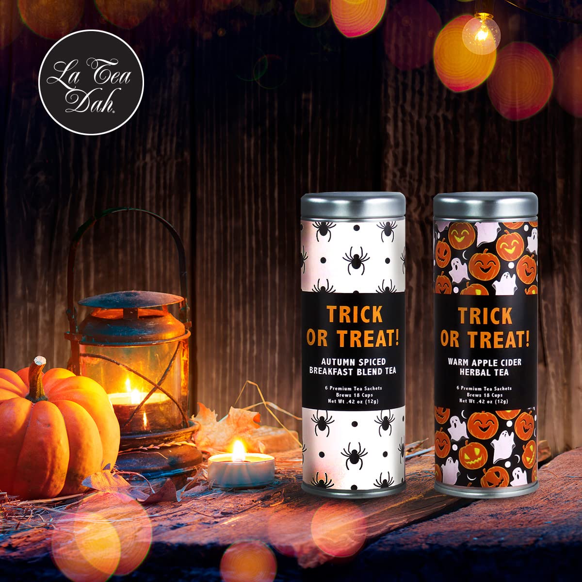 La Tea Dah Halloween Gift Basket, Warm Apple Cider Tea, Pumpkin Spice Tea, 0.349 kg, Non-Candy Gourmet