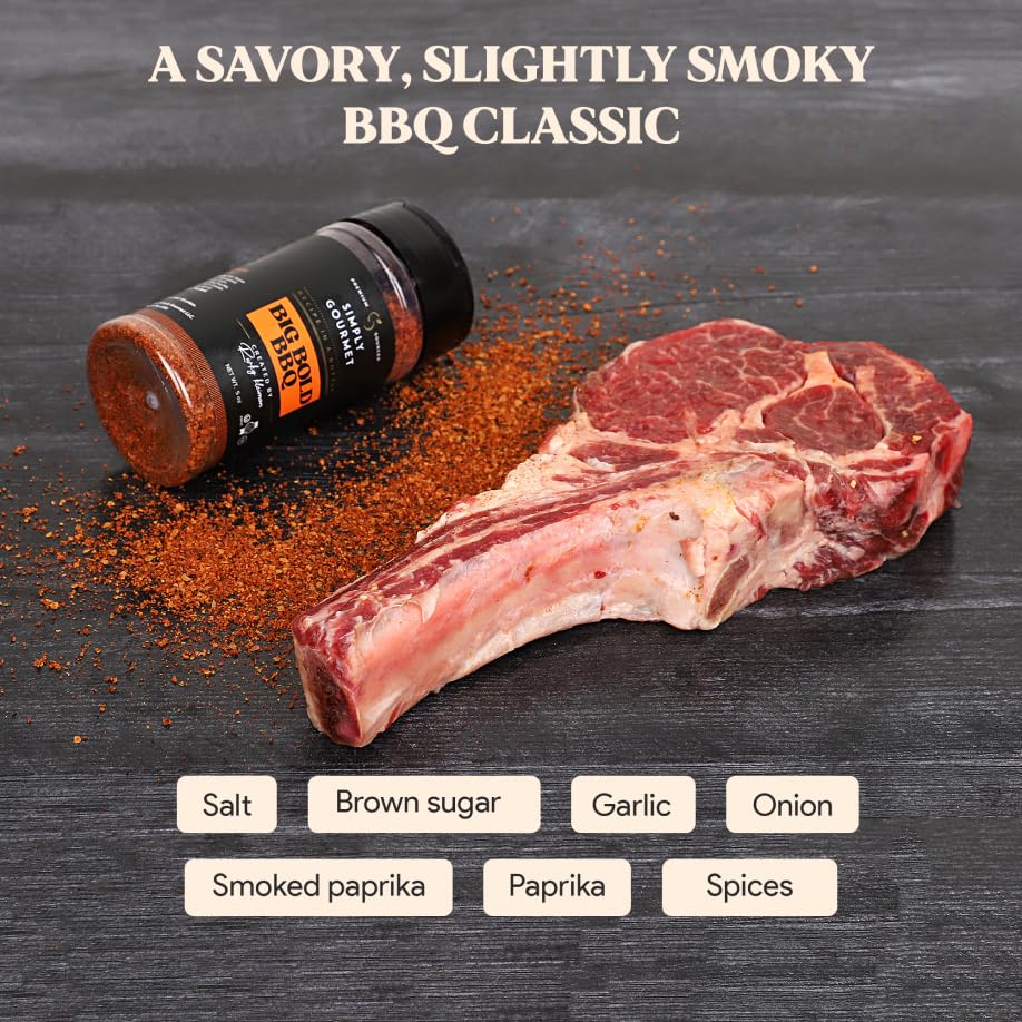 Simply Gourmet Big Bold Bbq Spices And Seasoning - Pitmaster Secret Recipe For Smoky Aroma, Grilling, And Cooking - All Purpose Enhanced Blend Seasoning - 5Oz