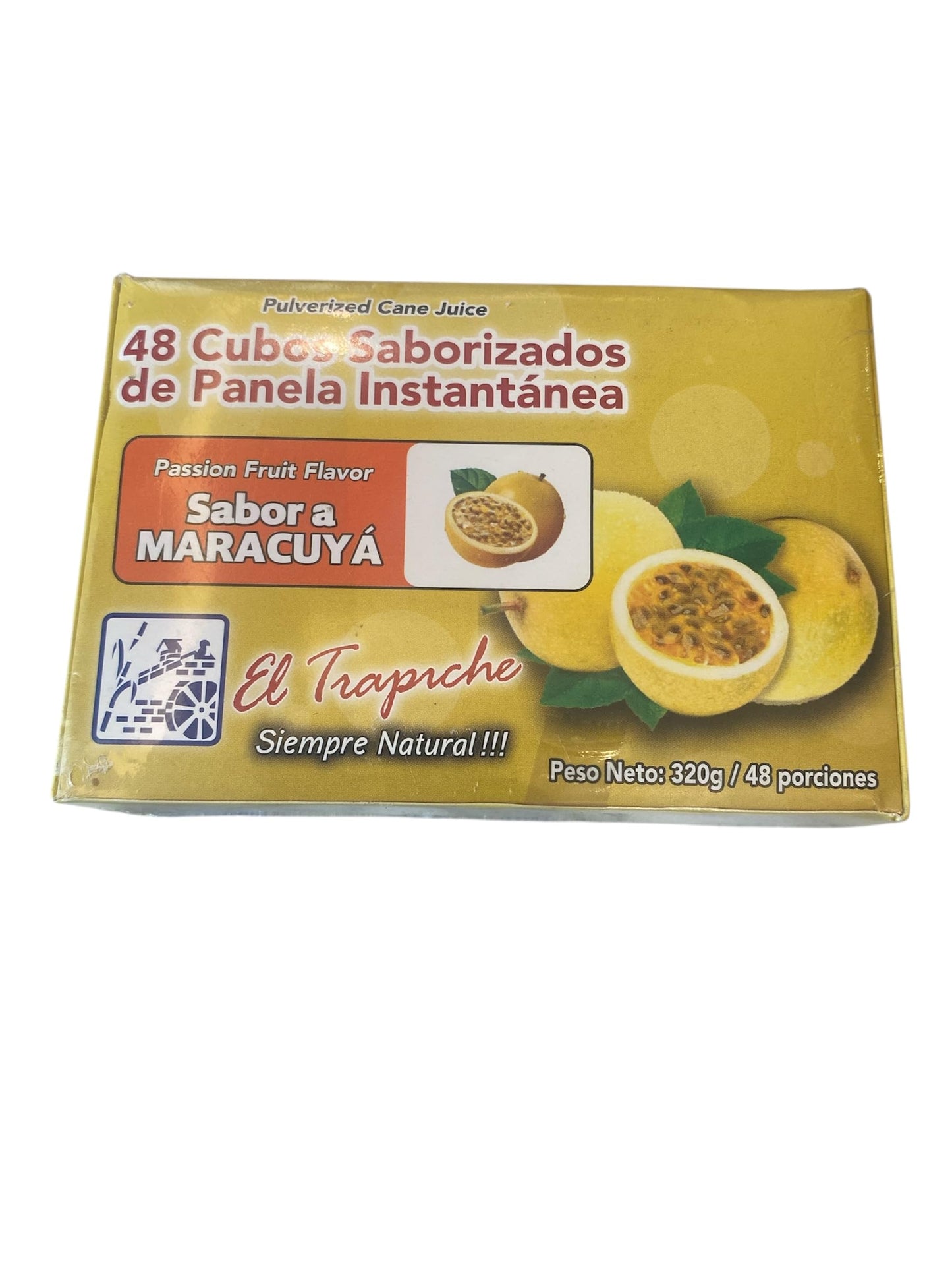PANELA en cubos Instant  nea saborizada 48 cubos peso neto 320g para tomar en forma de TE, importada de Colombia (Maracuya - Pas