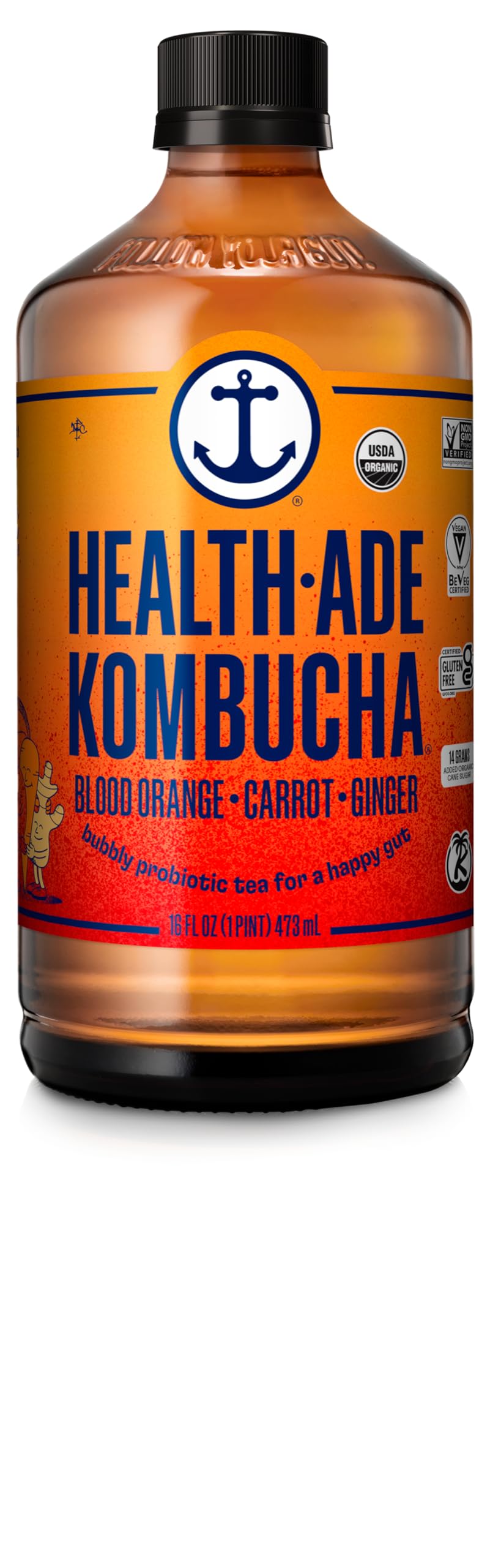 Health-Ade Blood Orange-Carrot-Ginger Organic Kombucha, 16oz