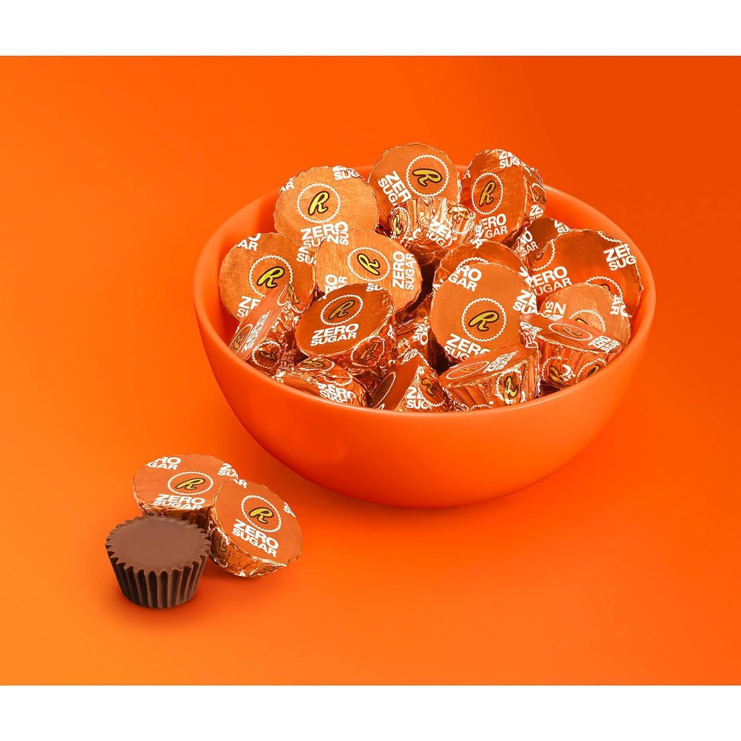 Zero Sugar Miniature Milk Chocolate Peanut Butter Cups - 1 LB Bulk Bag (Approx. 50 Pieces) - Individually Wrapped Sugar Free Candy - Guilt-Free Chocolate   Party Favors & Holiday Desserts