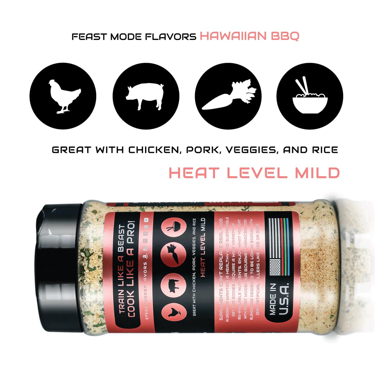 Hawaiian Bbq Seasoning | Feast Mode Flavors 10Oz Master Edition | Low Sodium | Low Calorie | Zero Artificial Fillers Binders Or
