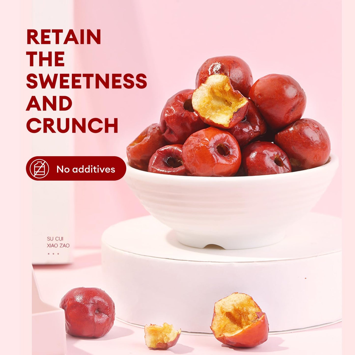 Bestore Freeze-Dried Jujubes Dried Fruit Winter Dates Non-Fried Crispy Winter Jujubes Casual Snacks 3 Pack 2.11Oz