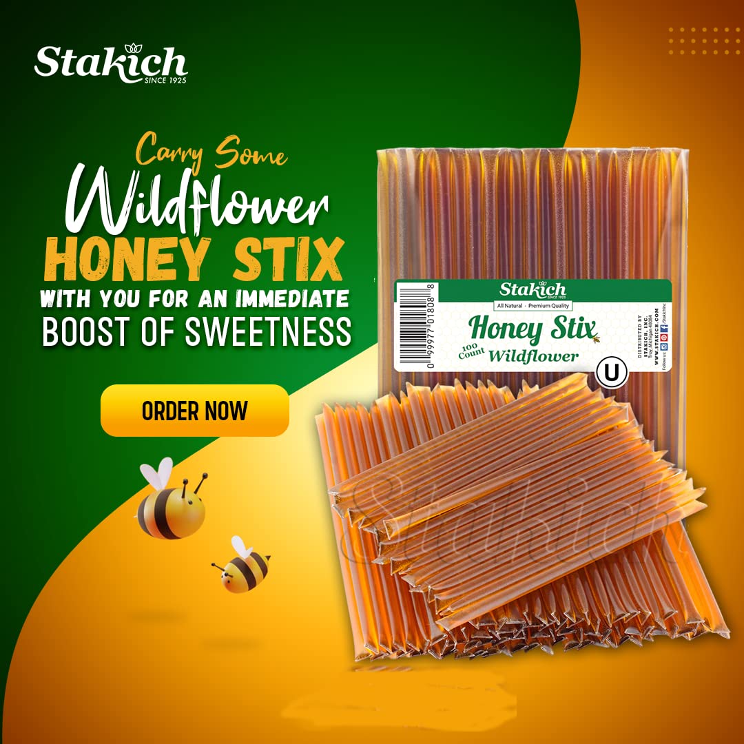 Stakich Wildflower Honey Stix (100 Stix)